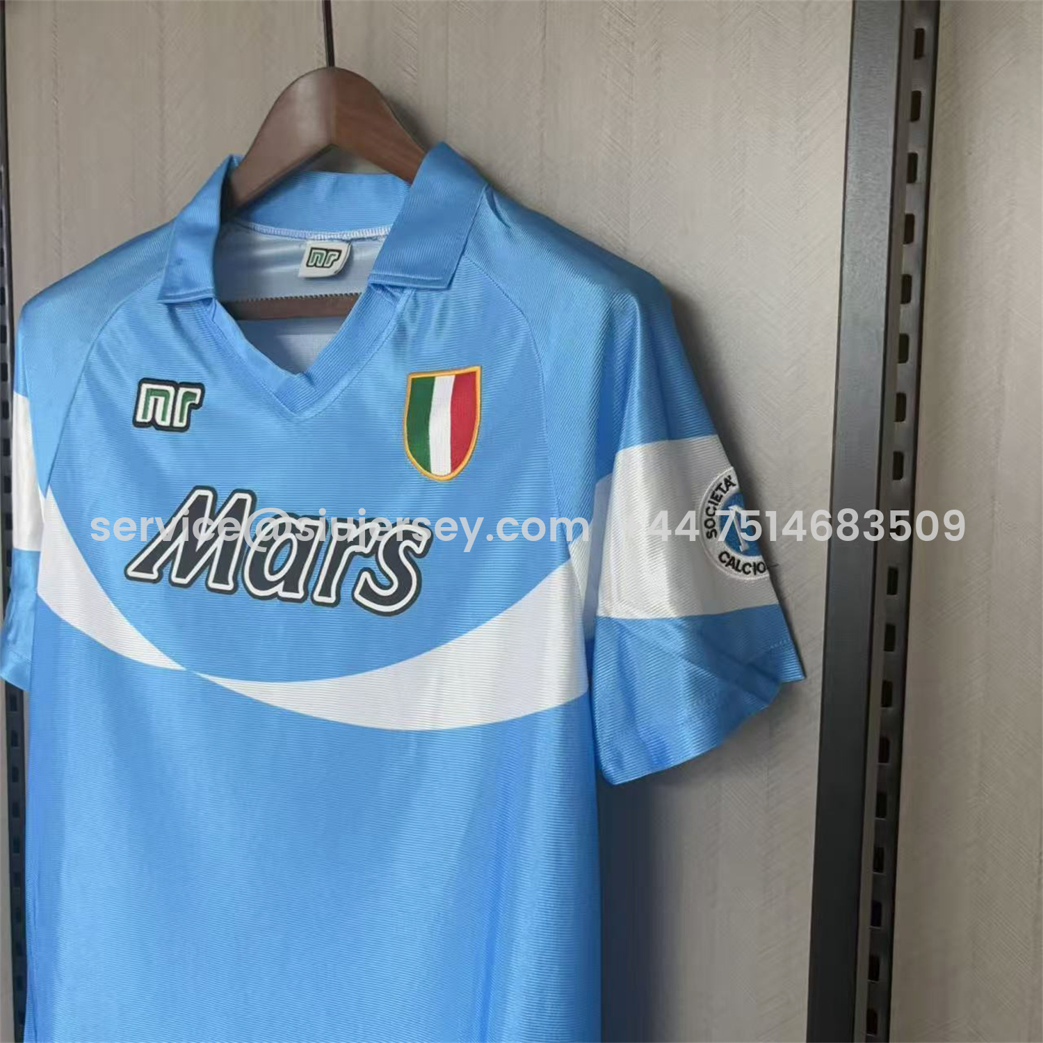 SIUjerseys-Retro Napoli 1990-91 Home 2 Sky Blue And White Jersey