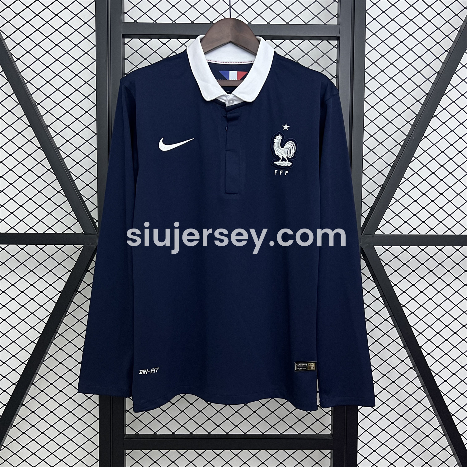 SIUjerseys-Retro France 2014 Home Long Sleeves Jersey