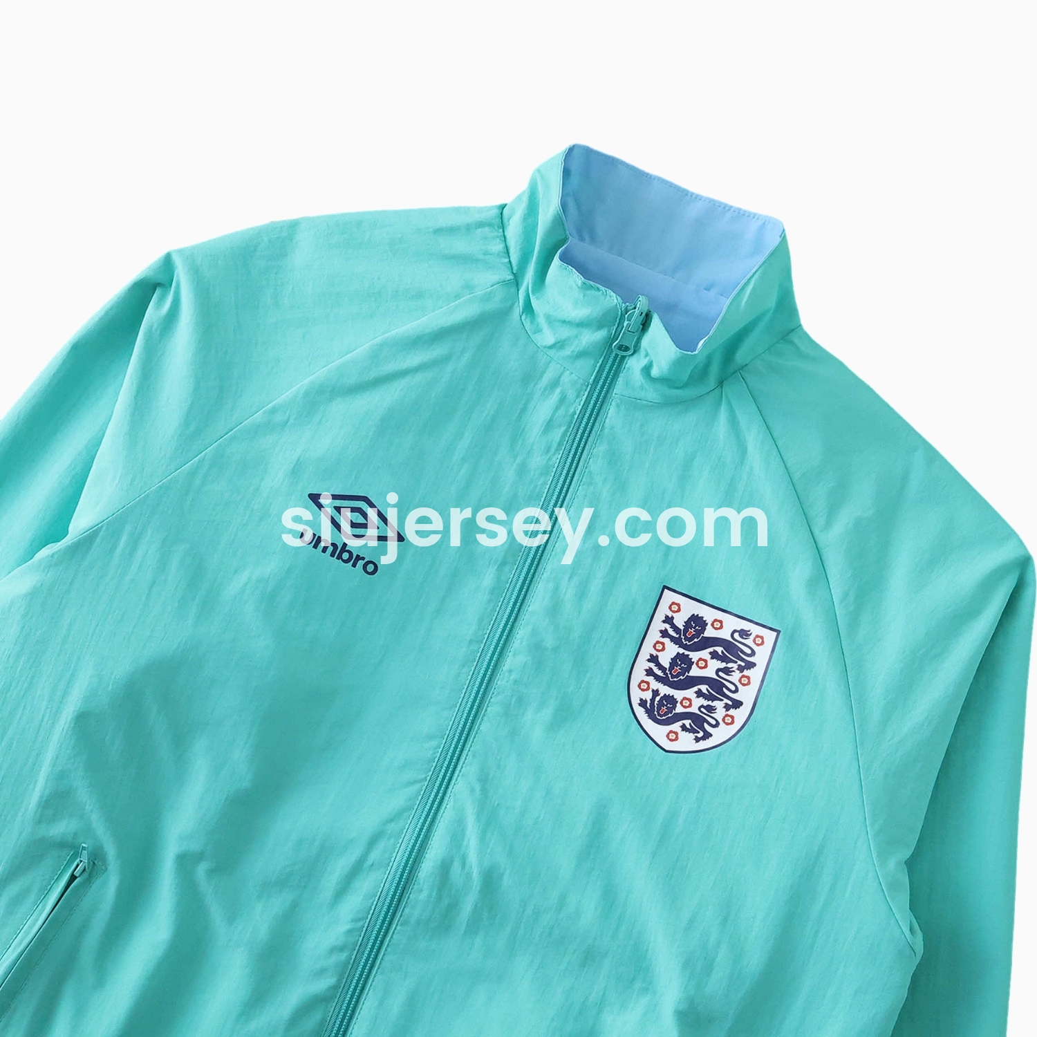 SIUjerseys-Retro England 1992 Third Double Sided Reversible Windbreaker - Blue & Green
