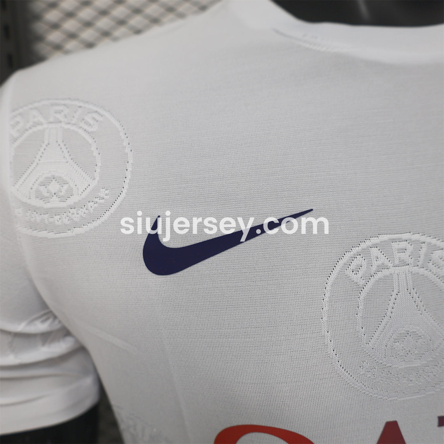 SIUjerseys-Paris Saint-Germain PSG 25-26 White Jersey with Team Logo Decoration and Gradient Advertising - Player Version