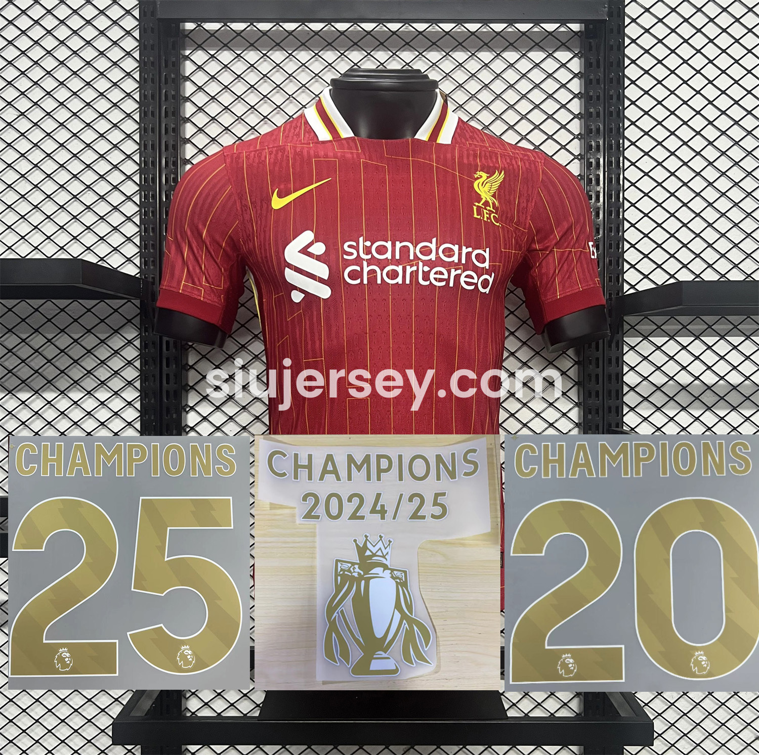 SIUjerseys-Liver.pool 24-25 Home Jersey with Golden Champions Patch - Player Version