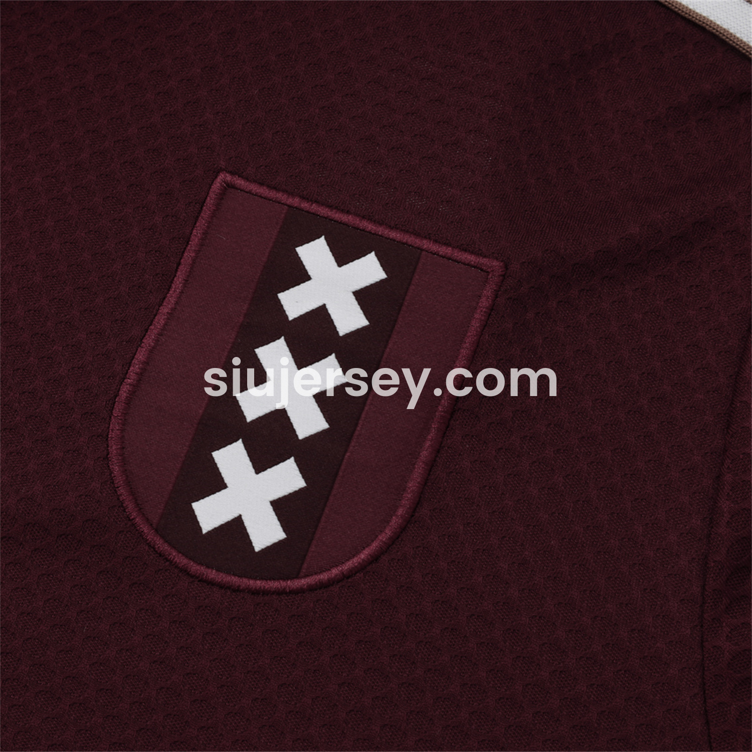 SIUjerseys-Ajax 25-26 Throwback Trefoil Short-Sleeve Training Set - Deep Red