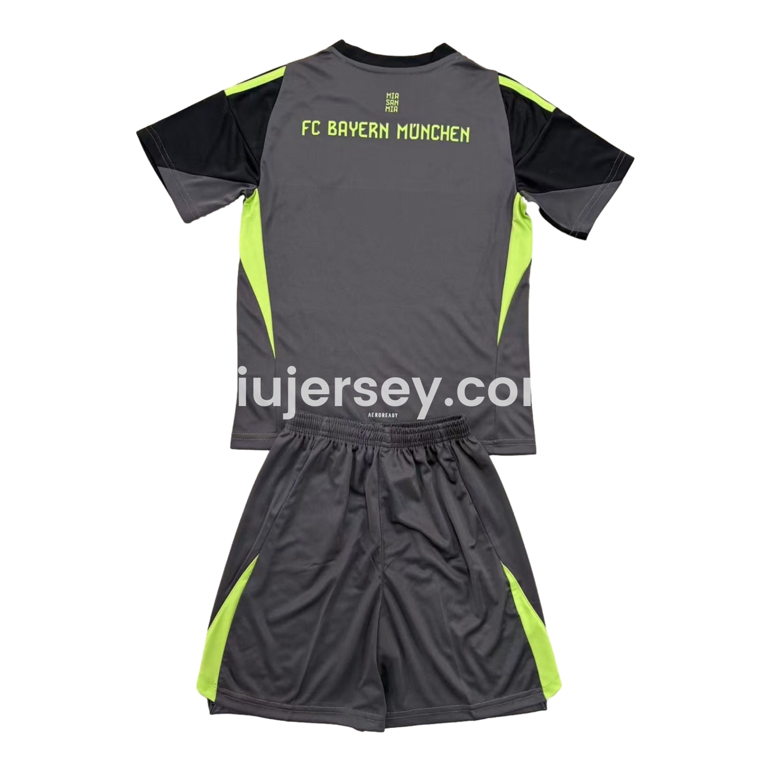 SIUjerseys-Bayern Munich 25-26 Grey Black Goalkeeper Kids Kit
