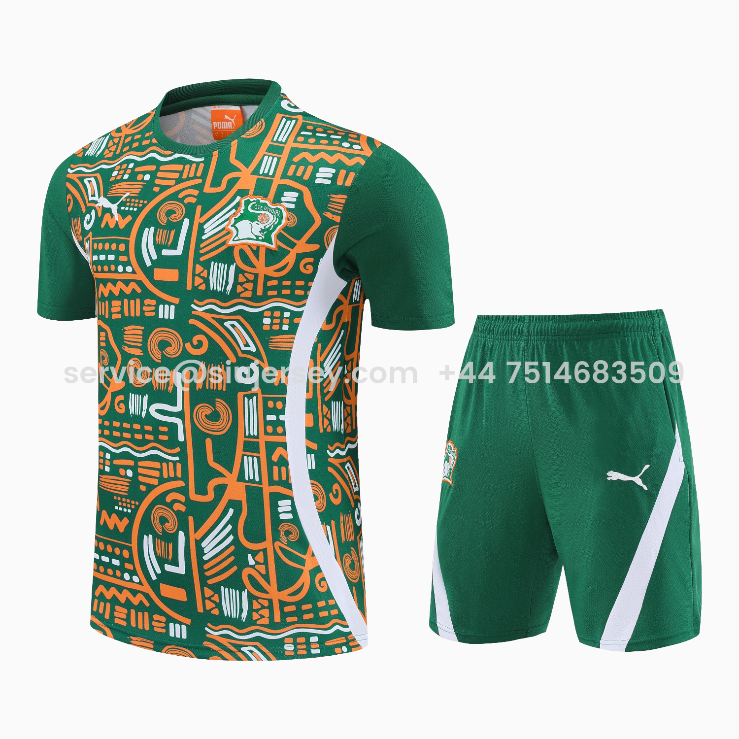 SIUjerseys-Ivory Coast 2026 Short-Sleeve Training Set - Green Top and Shorts