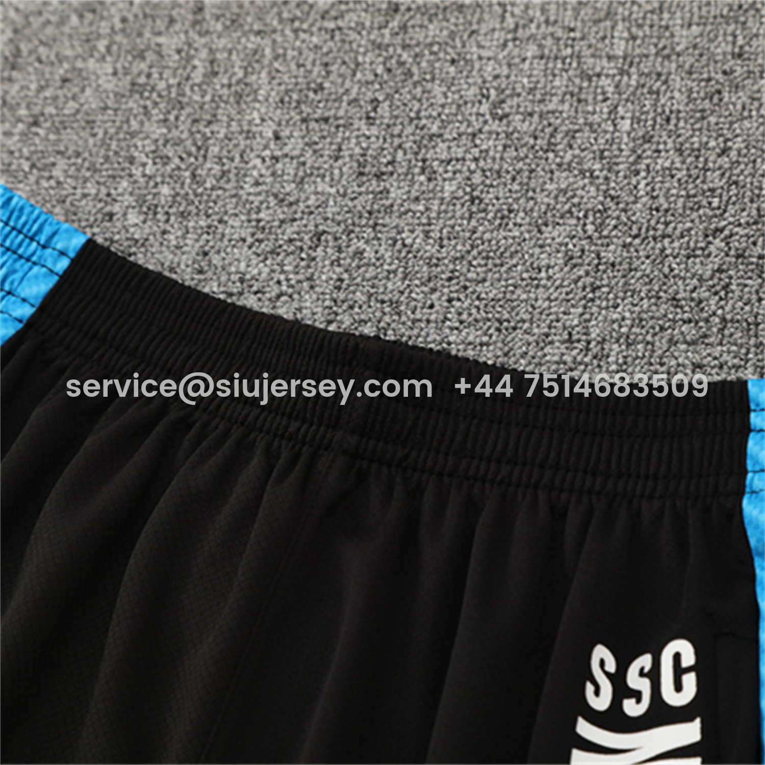 SIUjerseys-Napoli 25-26 Short-Sleeve Training Set - Blue Mecha Top & Black Shorts