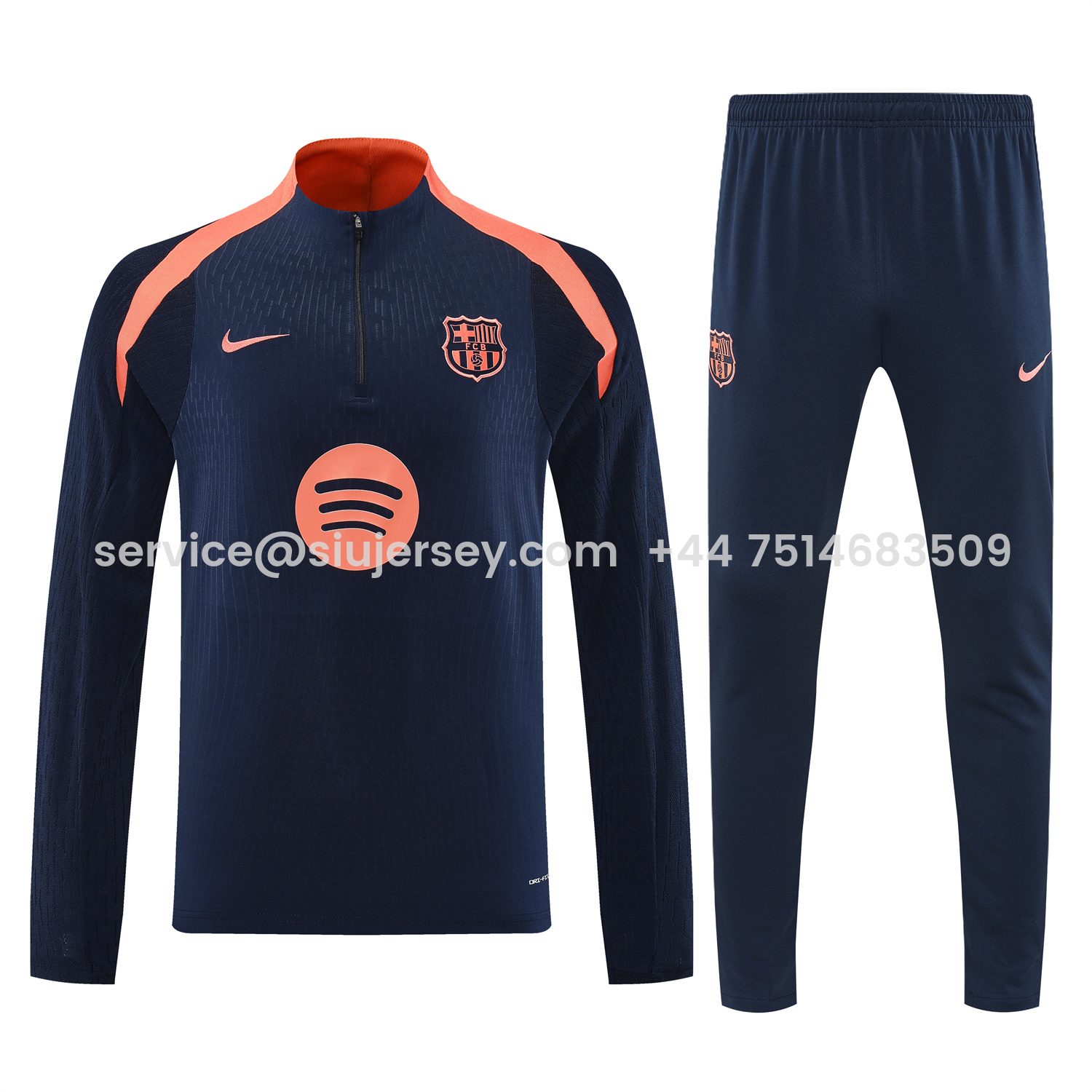 SIUjerseys-Barcelona 25-26 Long Sleeve Training Set - Deep Blue Top and Deep Blue Pants