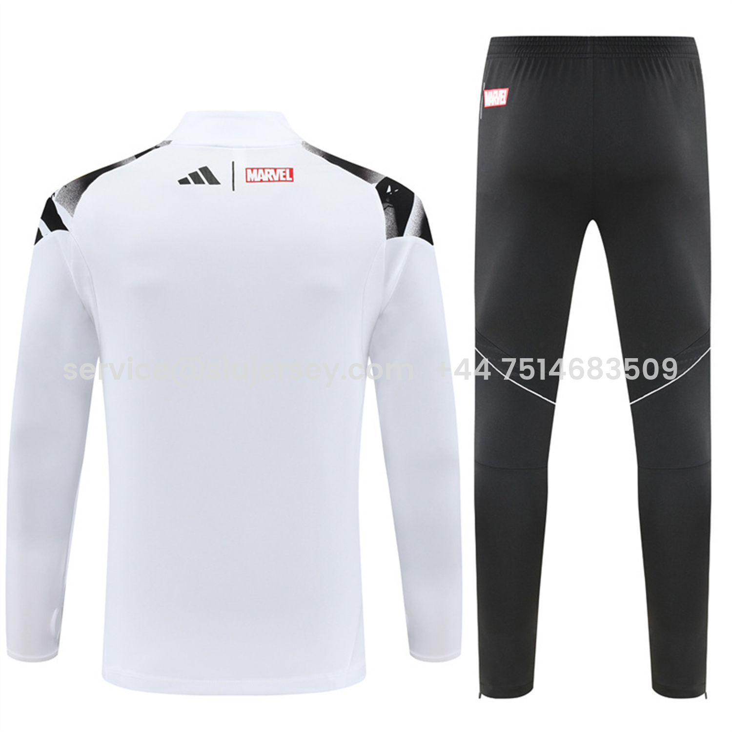 SIUjerseys-Real Madrid 25-26 Kids Long Sleeve Training Set - White Top & Black Pants
