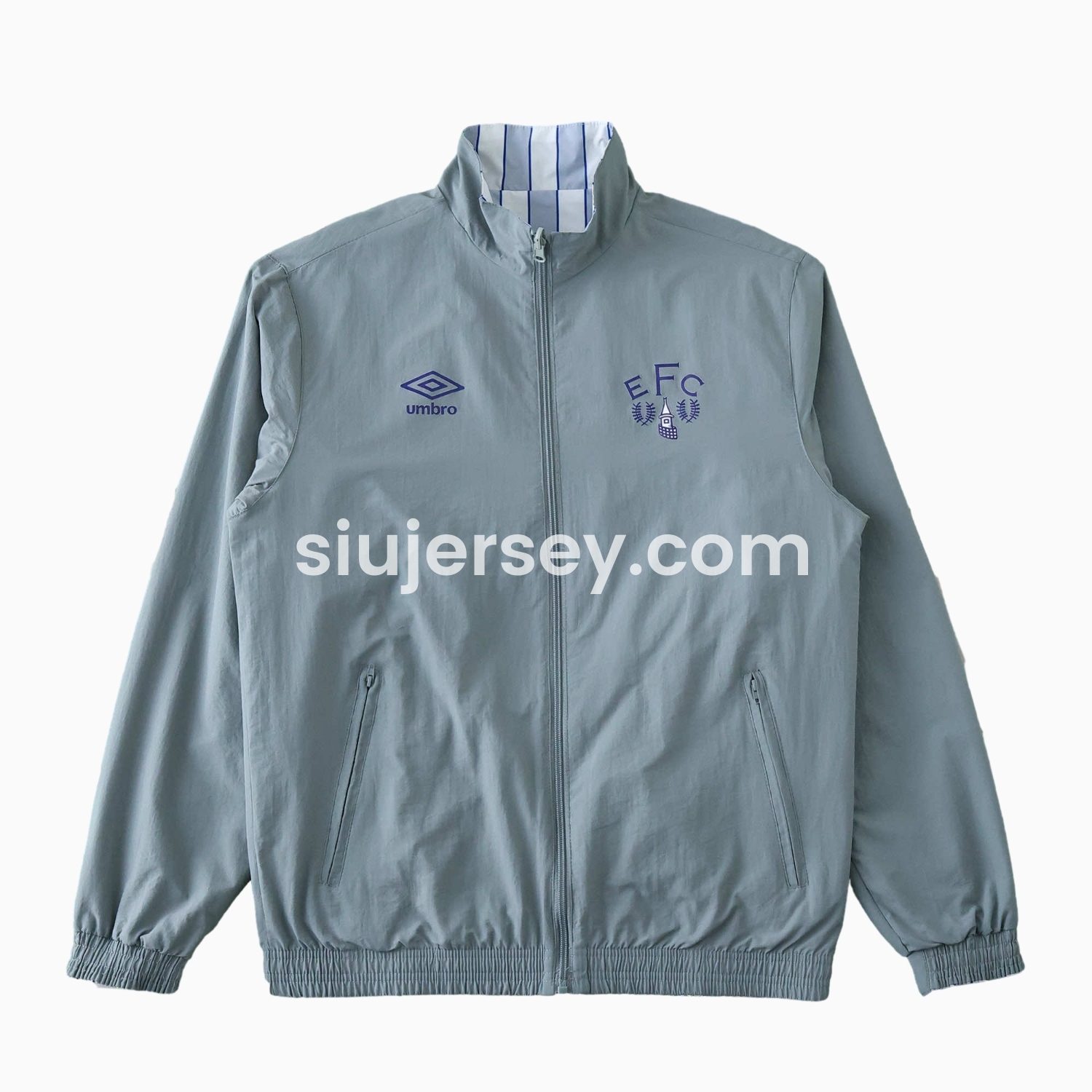 SIUjerseys-Everton 1988-89 Retro Style Double Sided Reversible Windbreaker - White & Grey