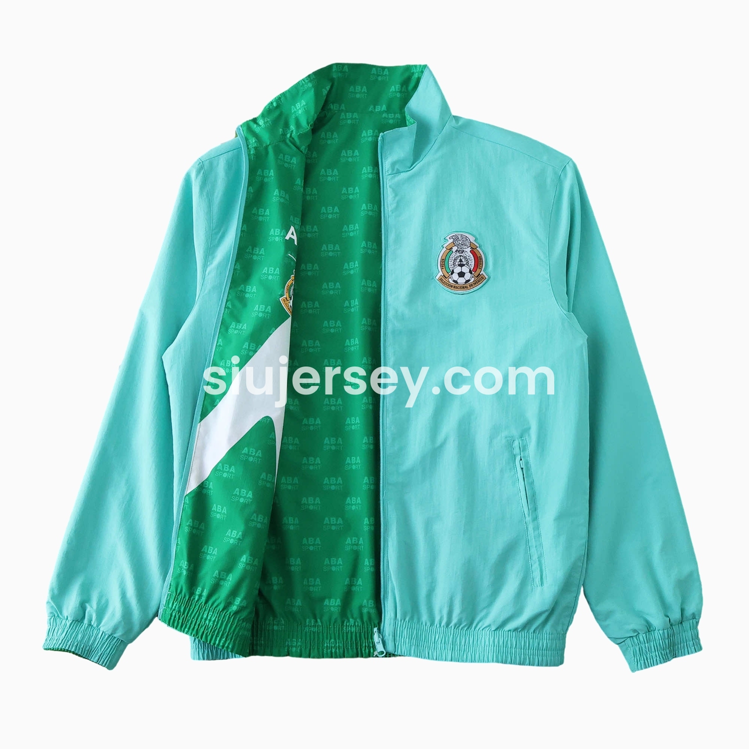 SIUjerseys-Retro Mexico 1995 Retro Style Double Sided Reversible Windbreaker - Green & Blue