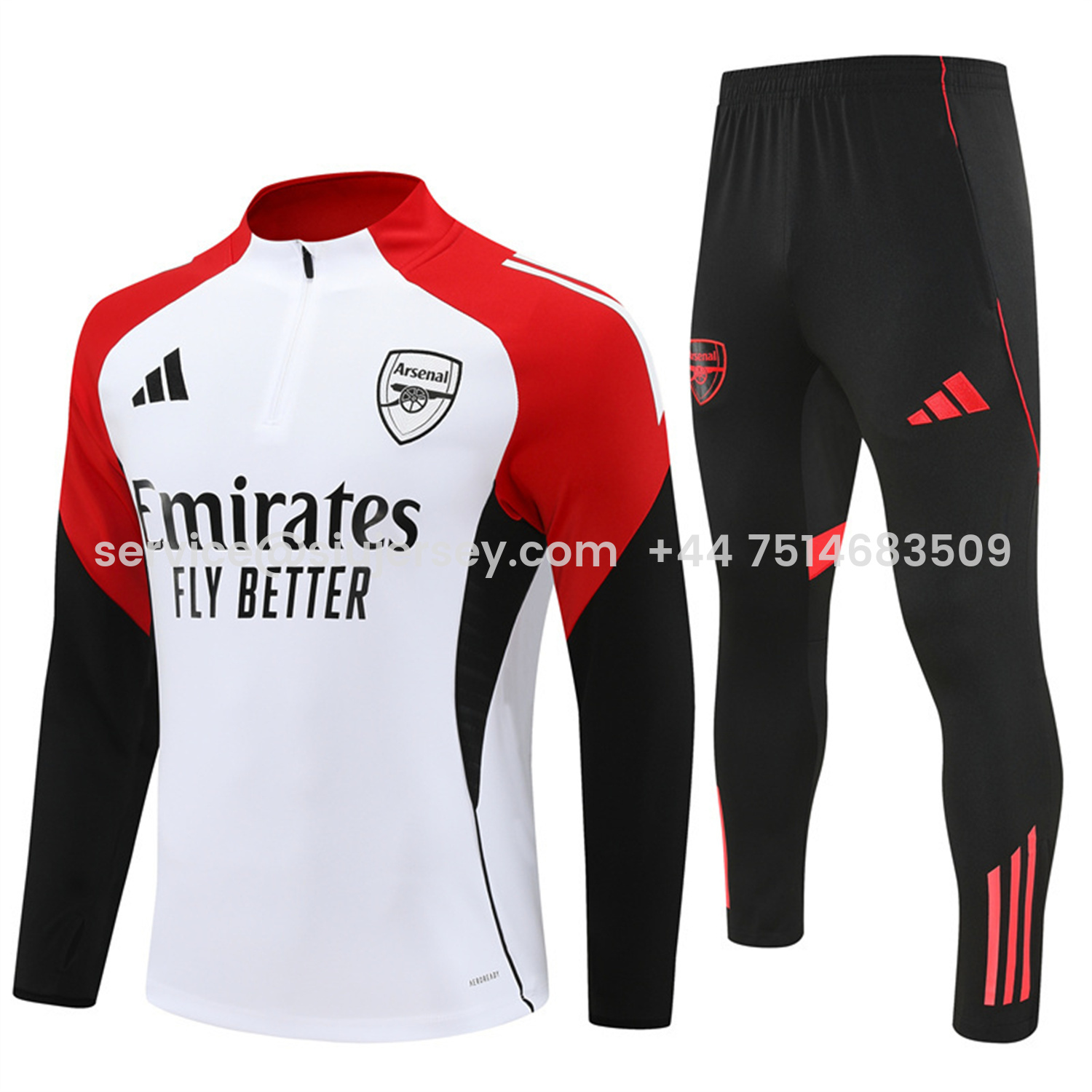 SIUjerseys-Arsenal 25-26 Long Sleeve Training Set - White Top & Black Pants