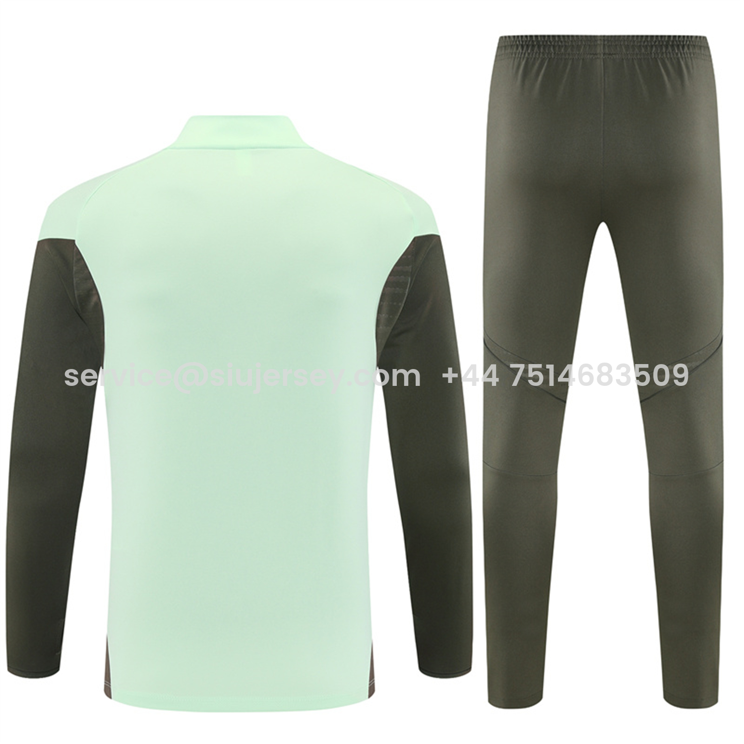SIUjerseys-Real Madrid 25-26 Kids Long Sleeve Training Set - Light Green Top & Army Green Pants