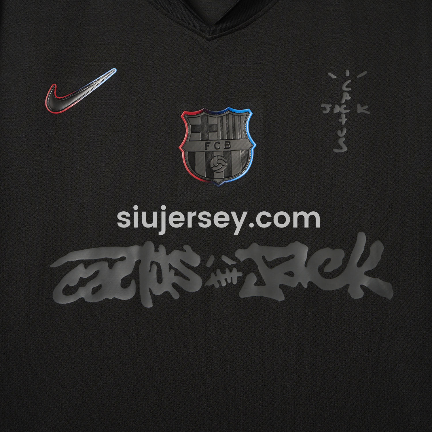 SIUjerseys-Barcelona x Travis Scott 24-25 Away Pure Black Jersey - Fans Version