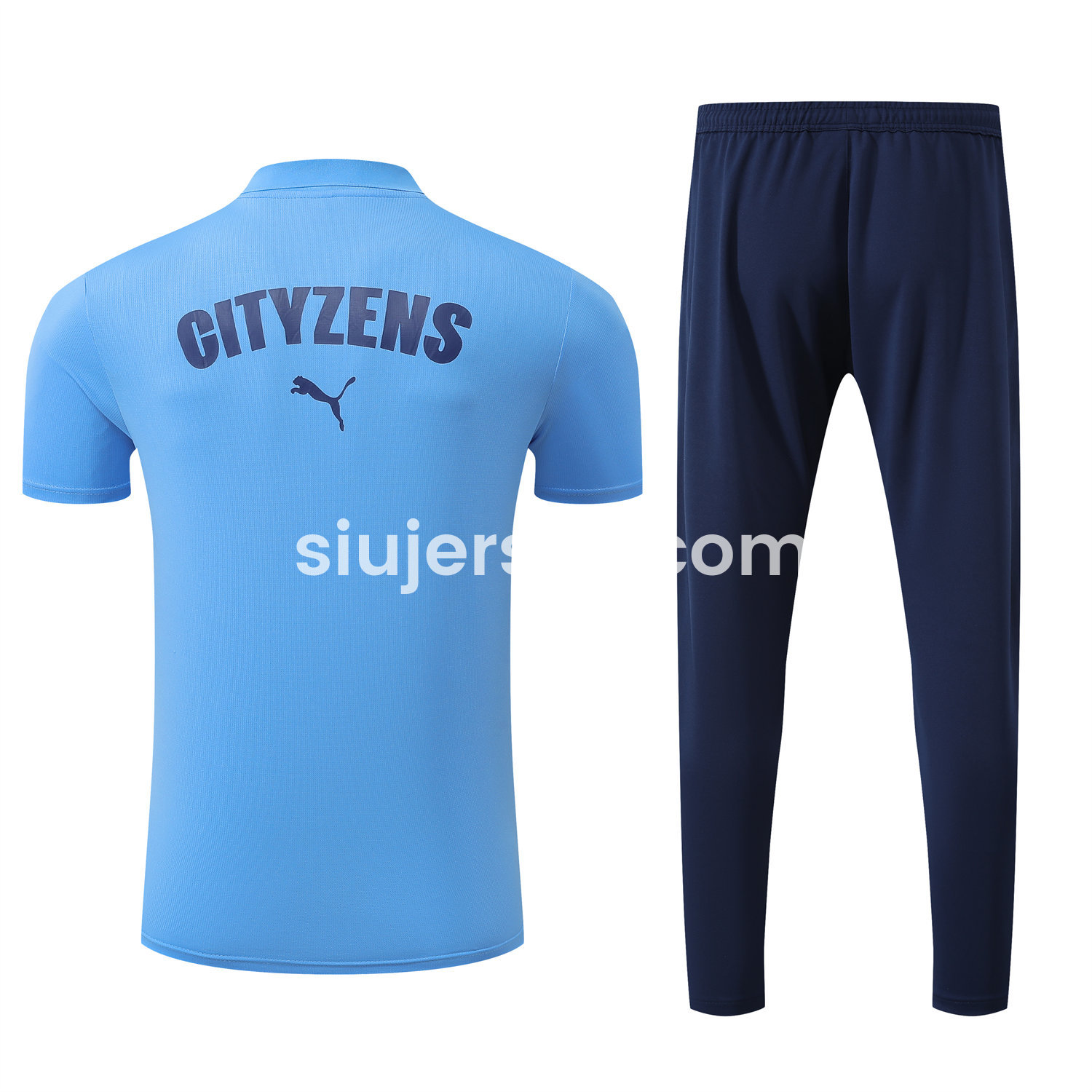 SIUjerseys-Manchester City 25-26 POLO Short-Sleeve Training Set - Blue Top and Deep Blue Pants