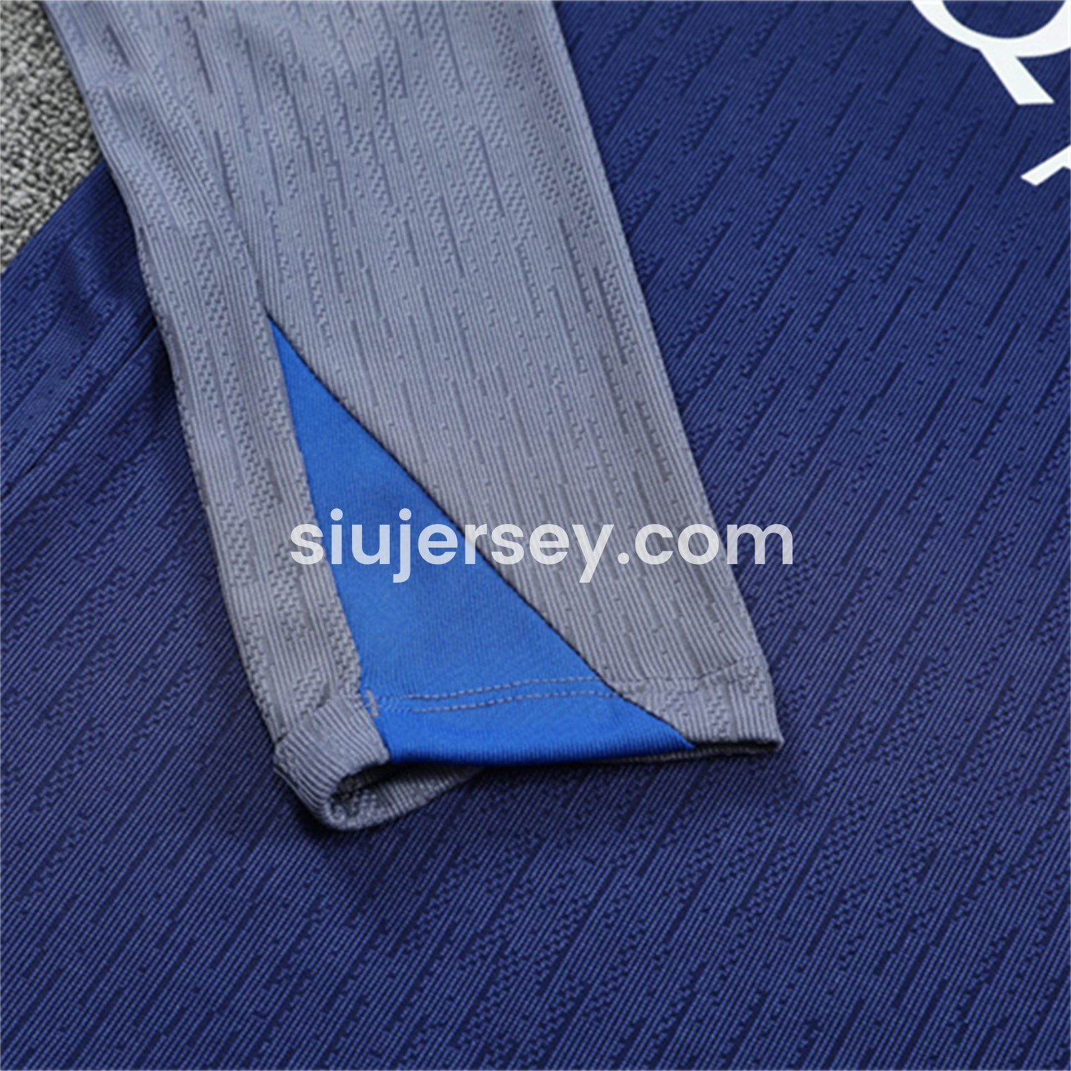 SIUjerseys-Paris Saint-Germain PSG 25-26 Kid Long Sleeves Training Set - Royal Blue Gray Sleeves Top & Royal Blue Pants