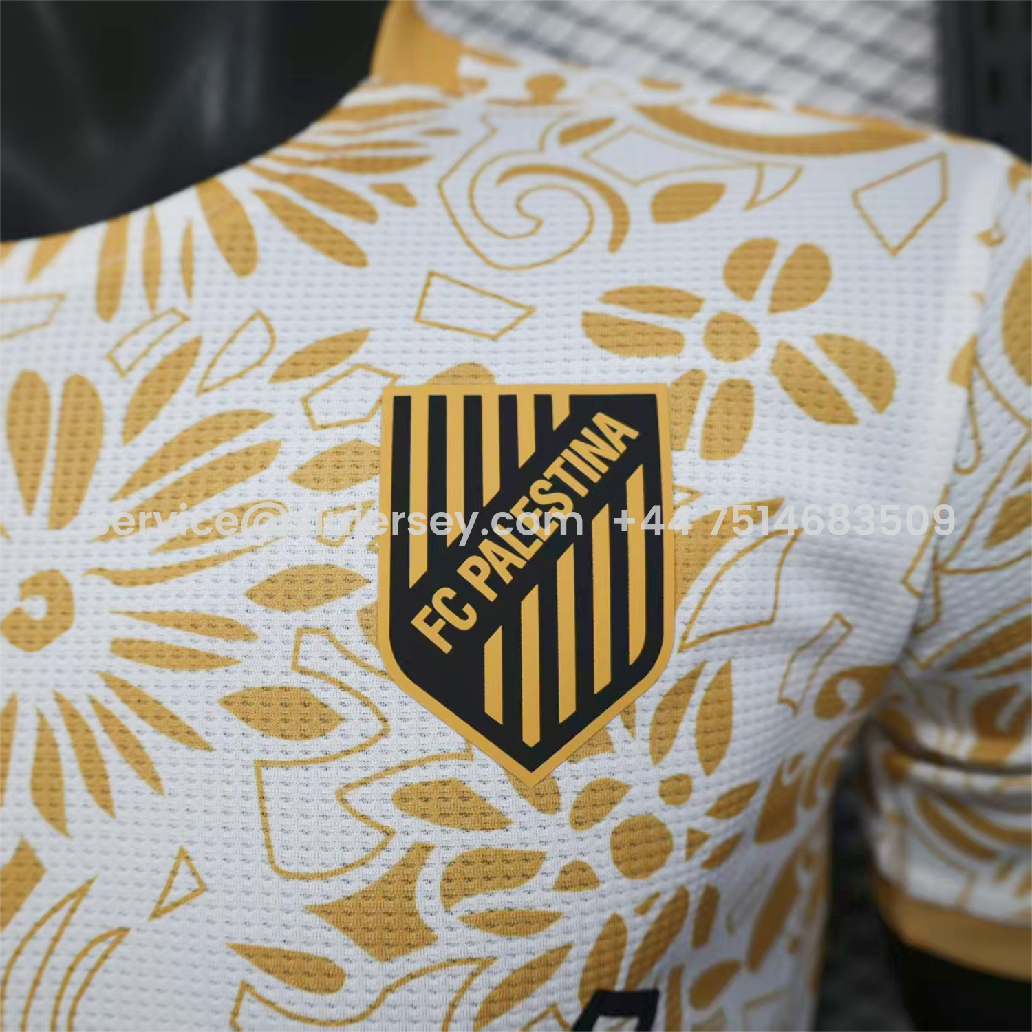 SIUjerseys-Club Deportivo Palestino Palestine 25-26 Yellow Flowers White Jersey - Player Version