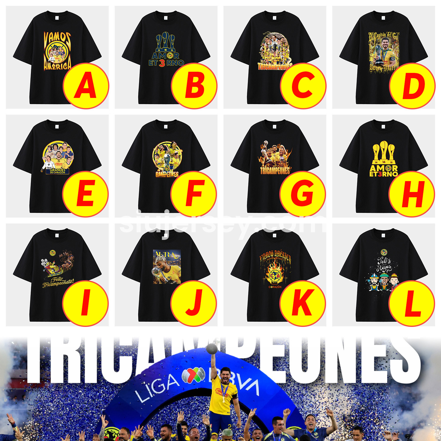 SIUjerseys-Club América Triple Championship Unisex Pure Cotton T-shirt