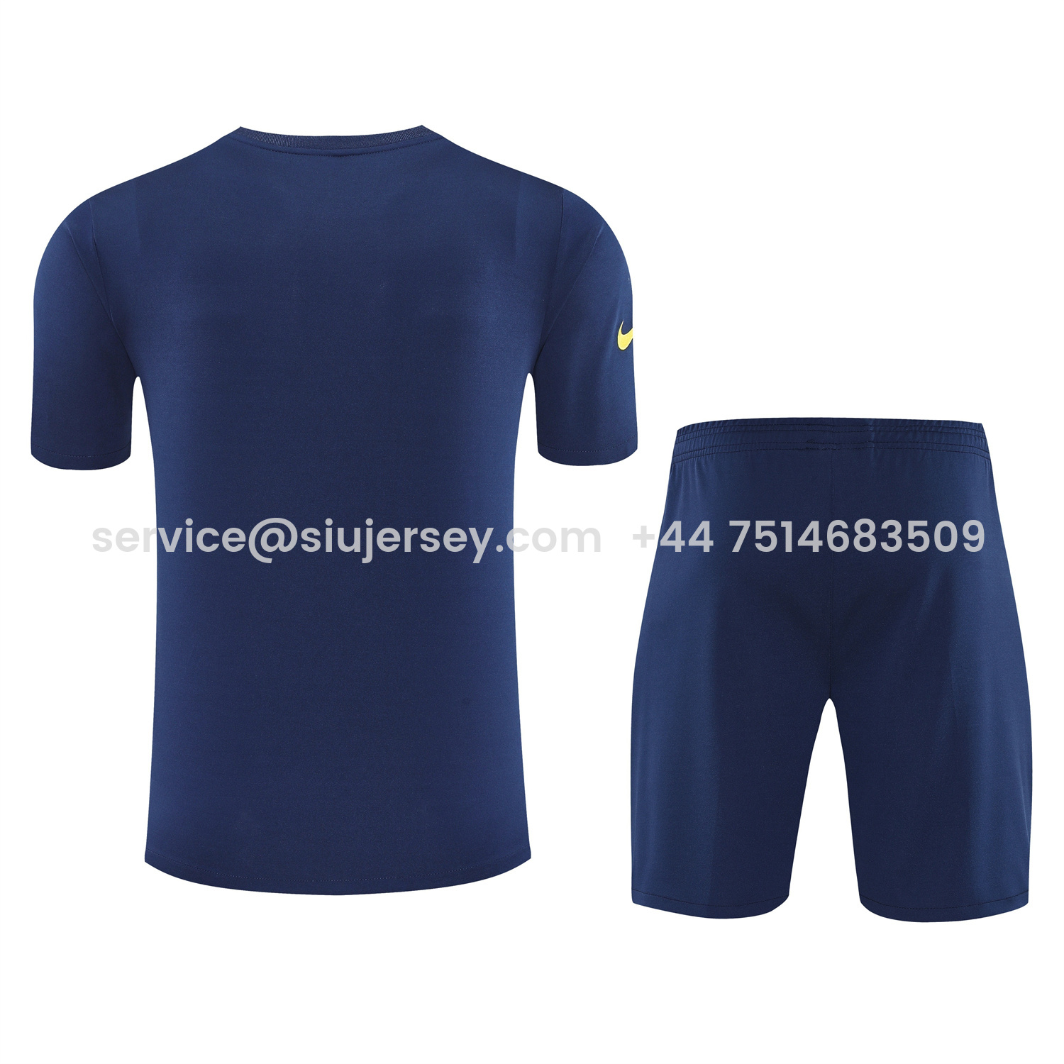 SIUjerseys-Atletico Madrid Short-Sleeve Training Set - Blue Yellow Top & Blue Shorts
