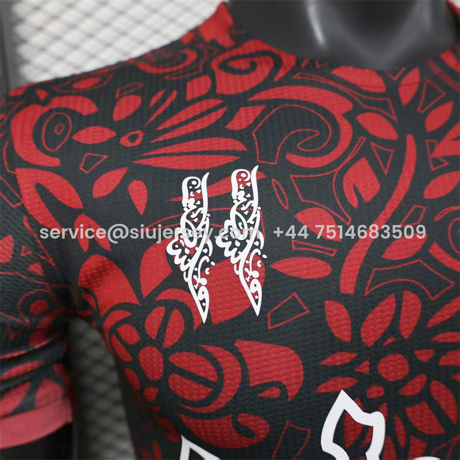 SIUjerseys-Club Deportivo Palestino Palestine 25-26 Red Flowers Black Jersey - Player Version