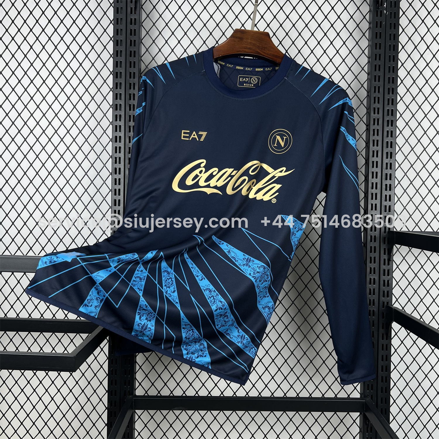 SIUjerseys-Napoli 25-26 CocaCola Dark Blue Special Long Sleeves Jersey - Fans Version