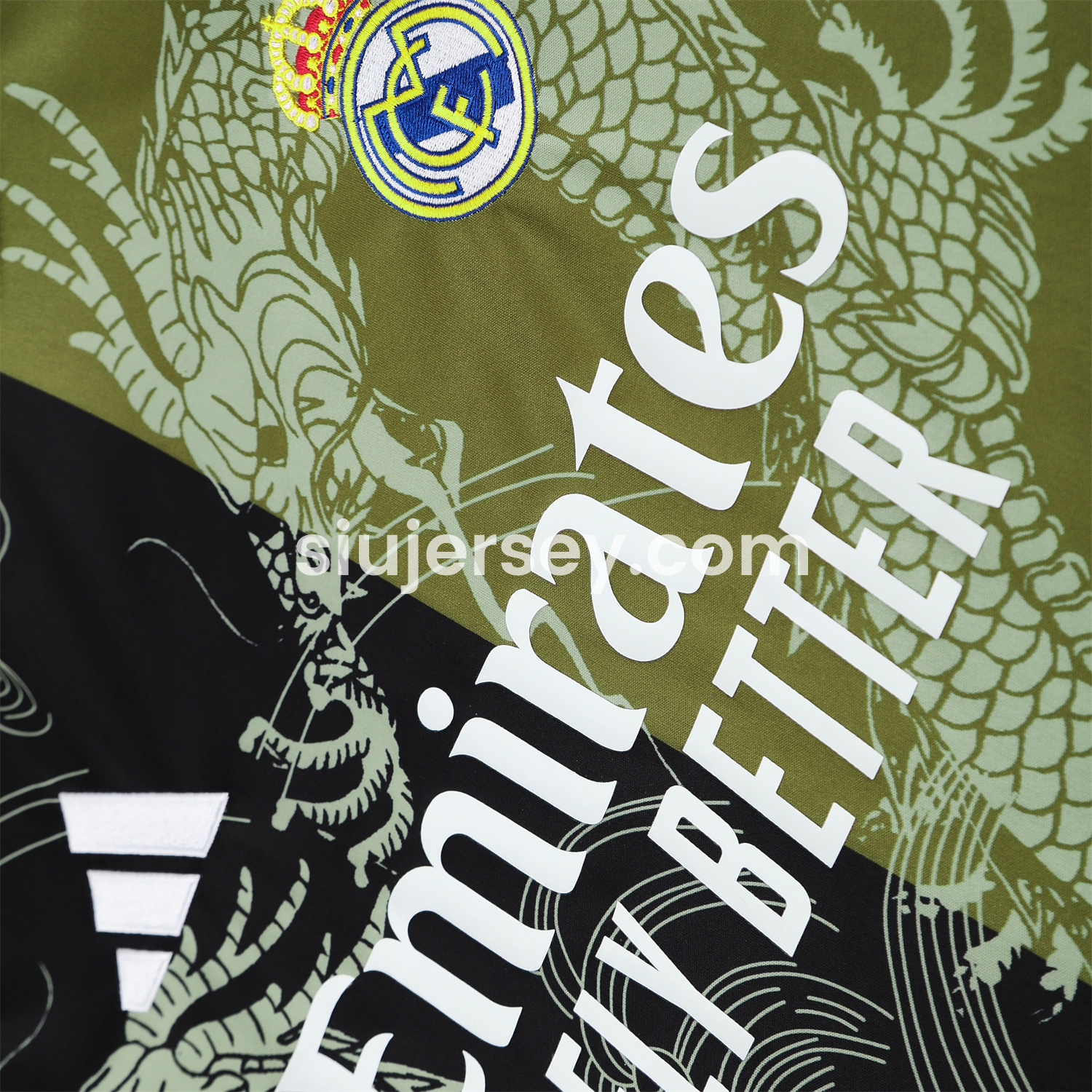 SIUjerseys-Real Madrid 25-26 Vest Training Set - Green-Black Dragon Vest & Black-White Shorts