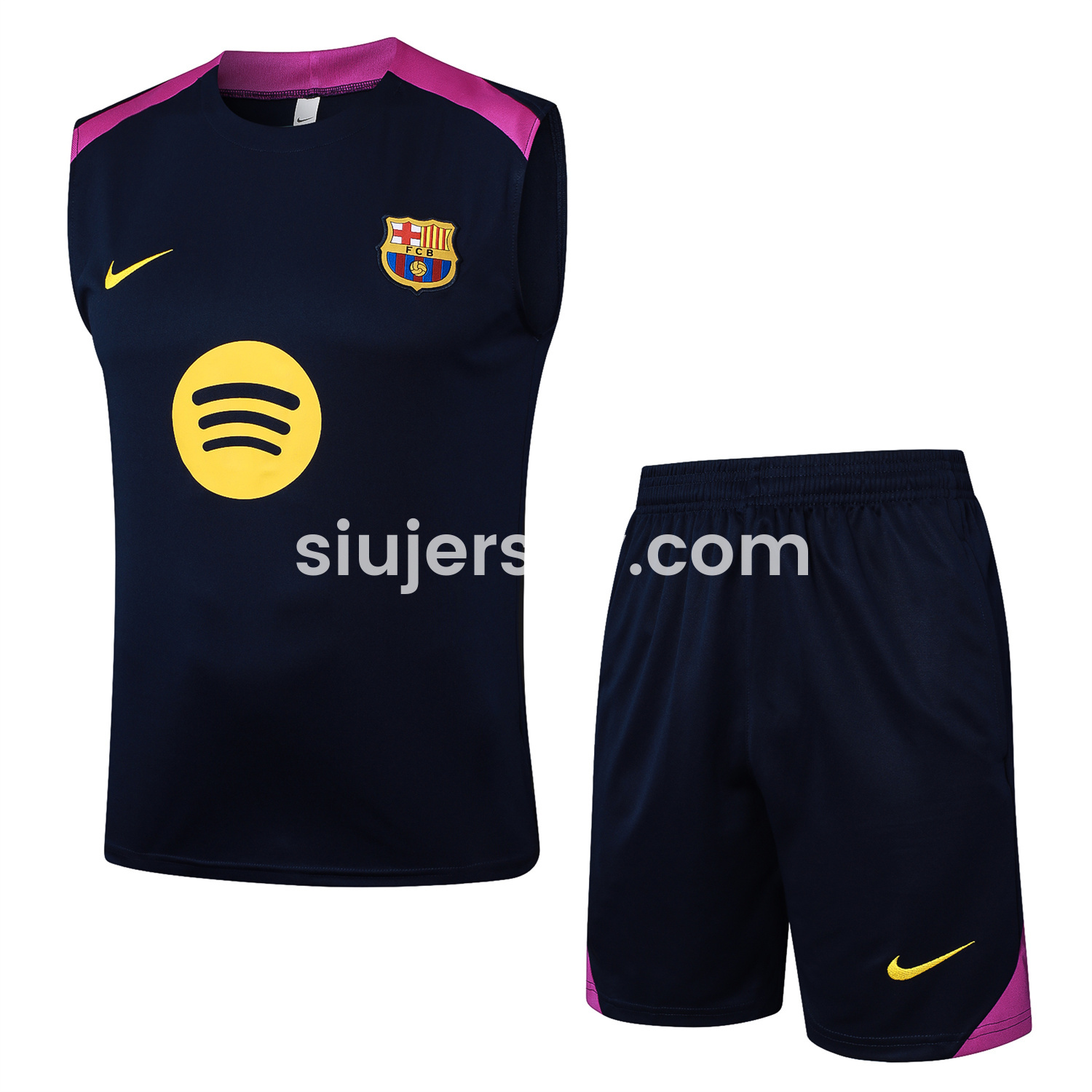 SIUjerseys-Barcelona 25-26 Vest Training Set - Deep Blue Black Vest and Shorts