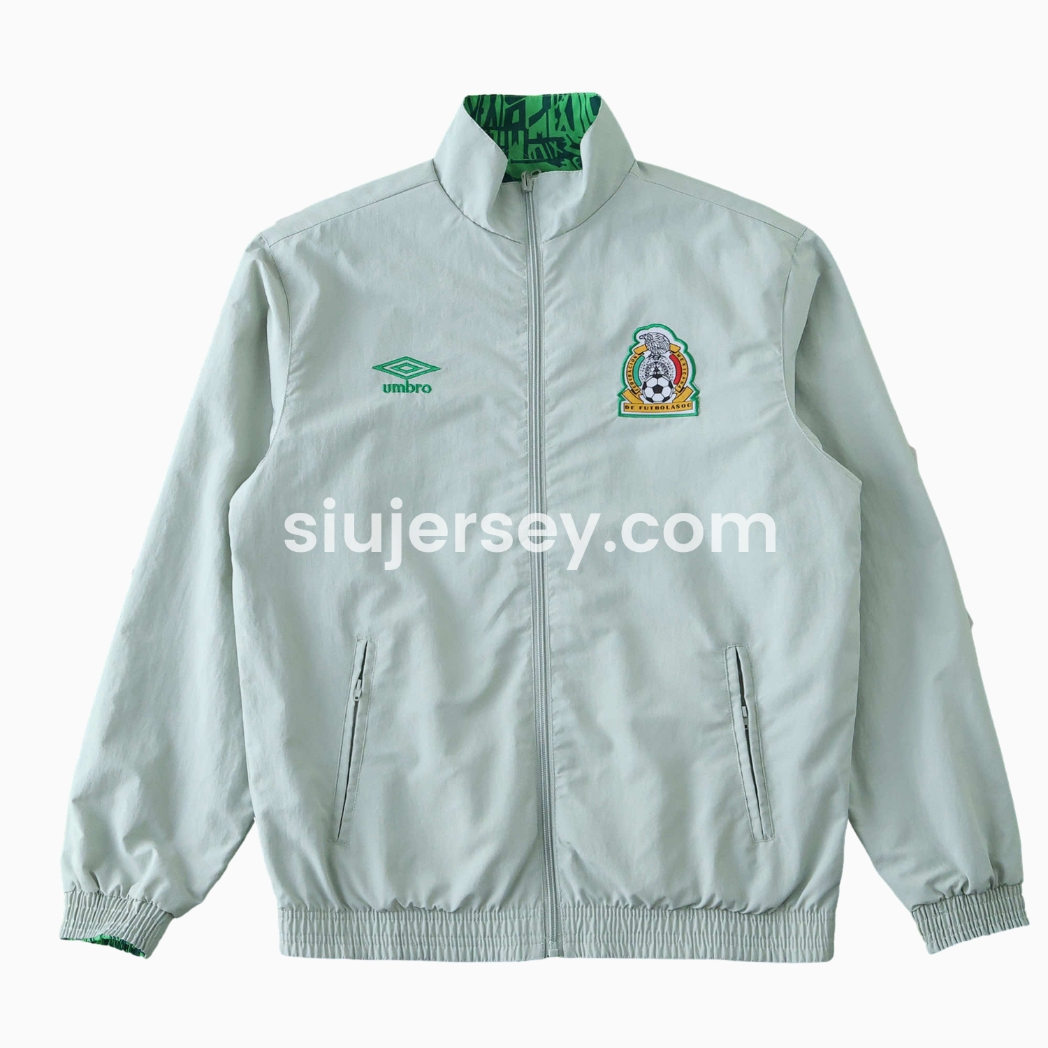 SIUjerseys-Retro Mexico 1994 Retro Style Double Sided Reversible Windbreaker - Green & Grey