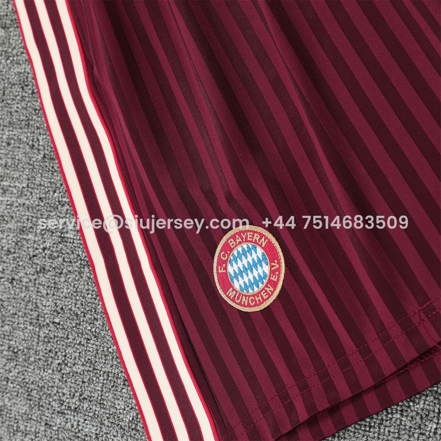 SIUjerseys-Bayern Munich 25-26 Short-Sleeve Training Set - Wine Red Lines Top & Wine Red Lines Shorts