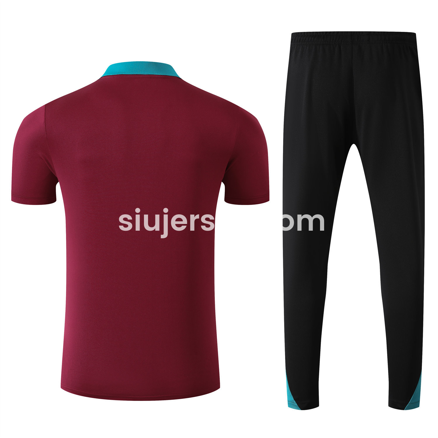 SIUjerseys-Paris Saint-Germain PSG 25-26 POLO Short-Sleeve Training Set - Deep Red Top and Black Pants