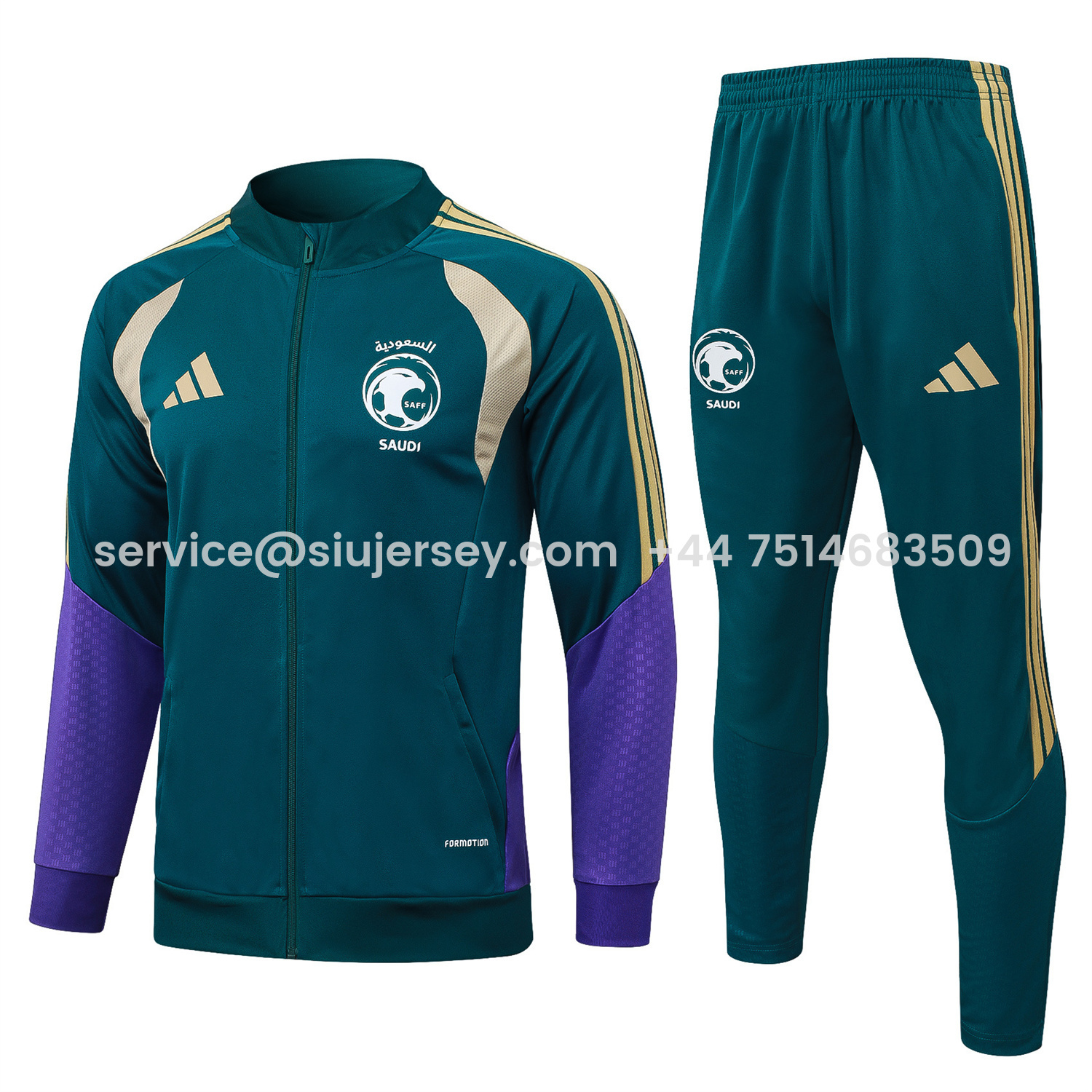 SIUjerseys-Saudi Arabia 2026 Jacket Training Tracksuit - Dark Green With Purple Jackets & Green Pants