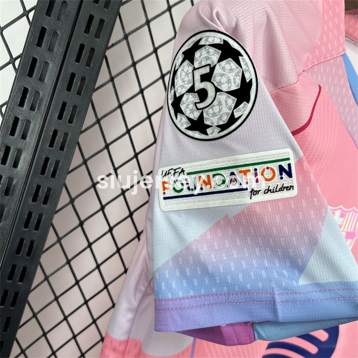 SIUjerseys-Barcelona 25-26 T90 White Lines Pink Special Jersey - Fans Version