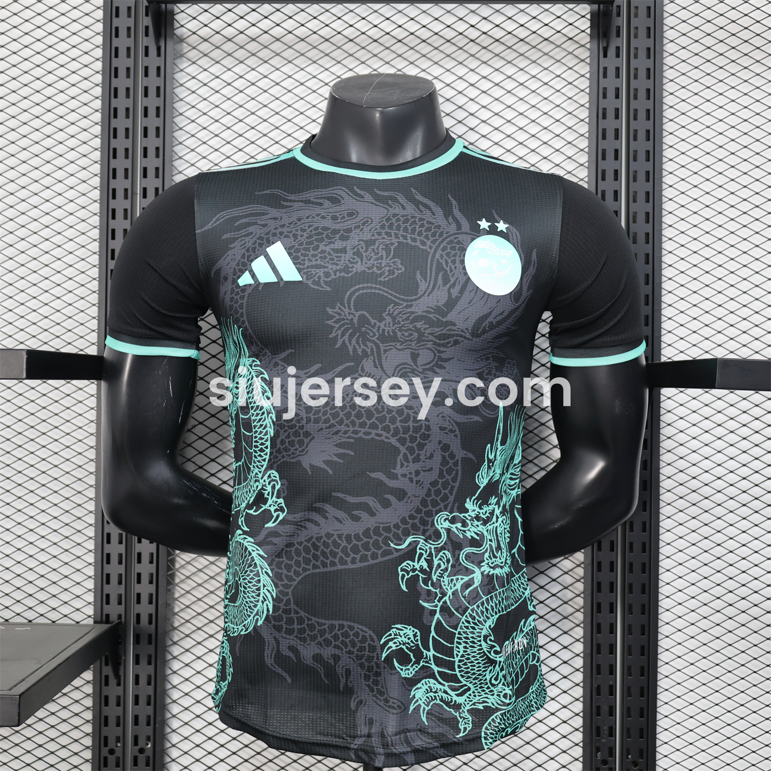 SIUjerseys-Algeria 25-26 Green Dragon Pattern Black Jersey - Player Version