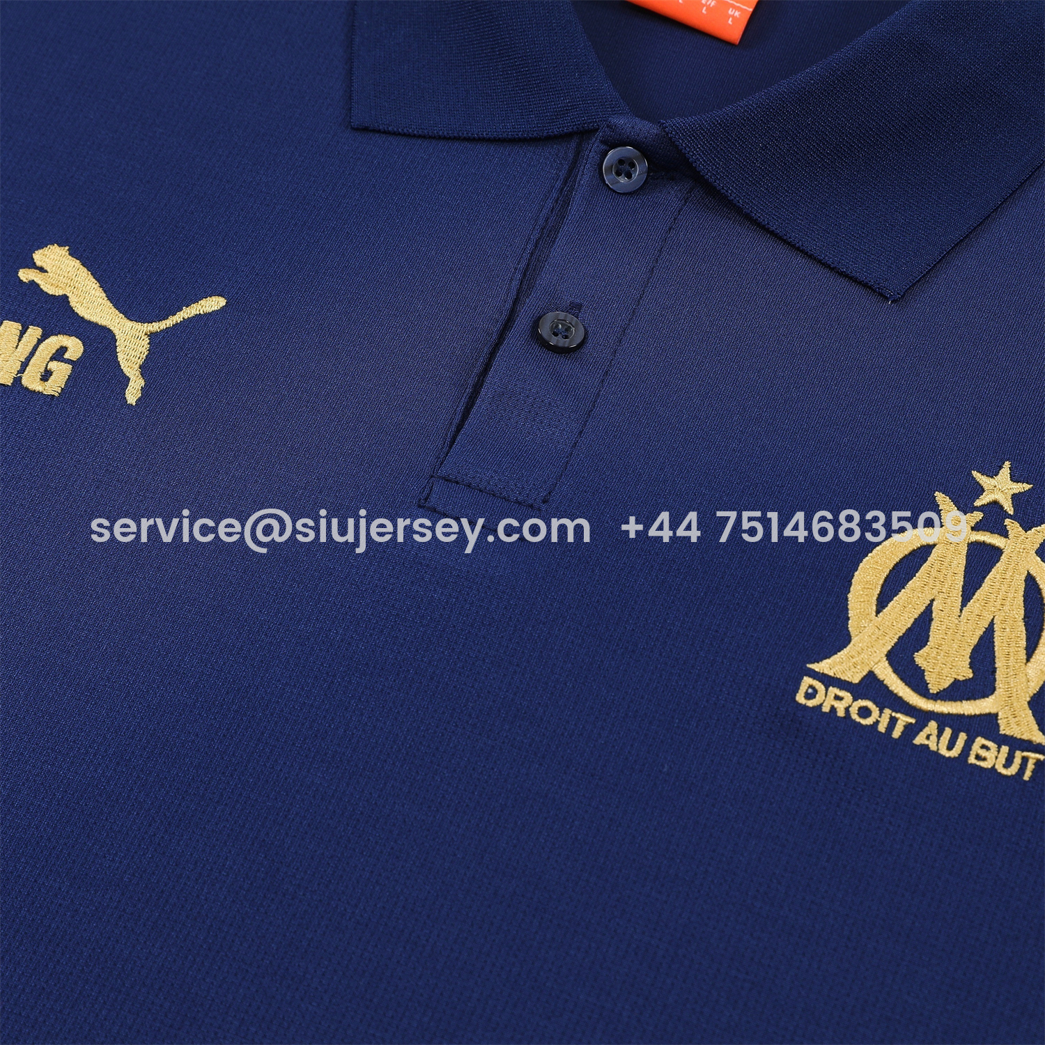 SIUjerseys-Marseille 25-26 POLO Short-Sleeve Training Set - Dark Blue Top and Pants