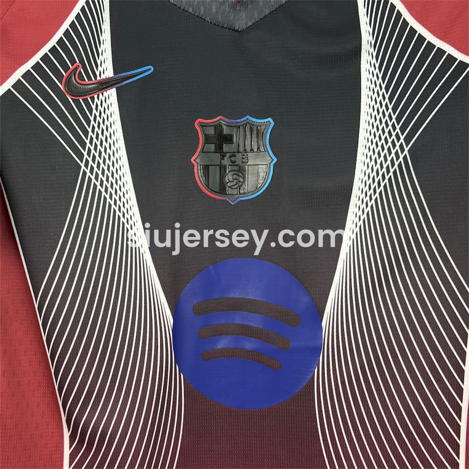 SIUjerseys-Barcelona 25-26 T90 Red Black Gradient and White Lines Special Jersey - Fans Version