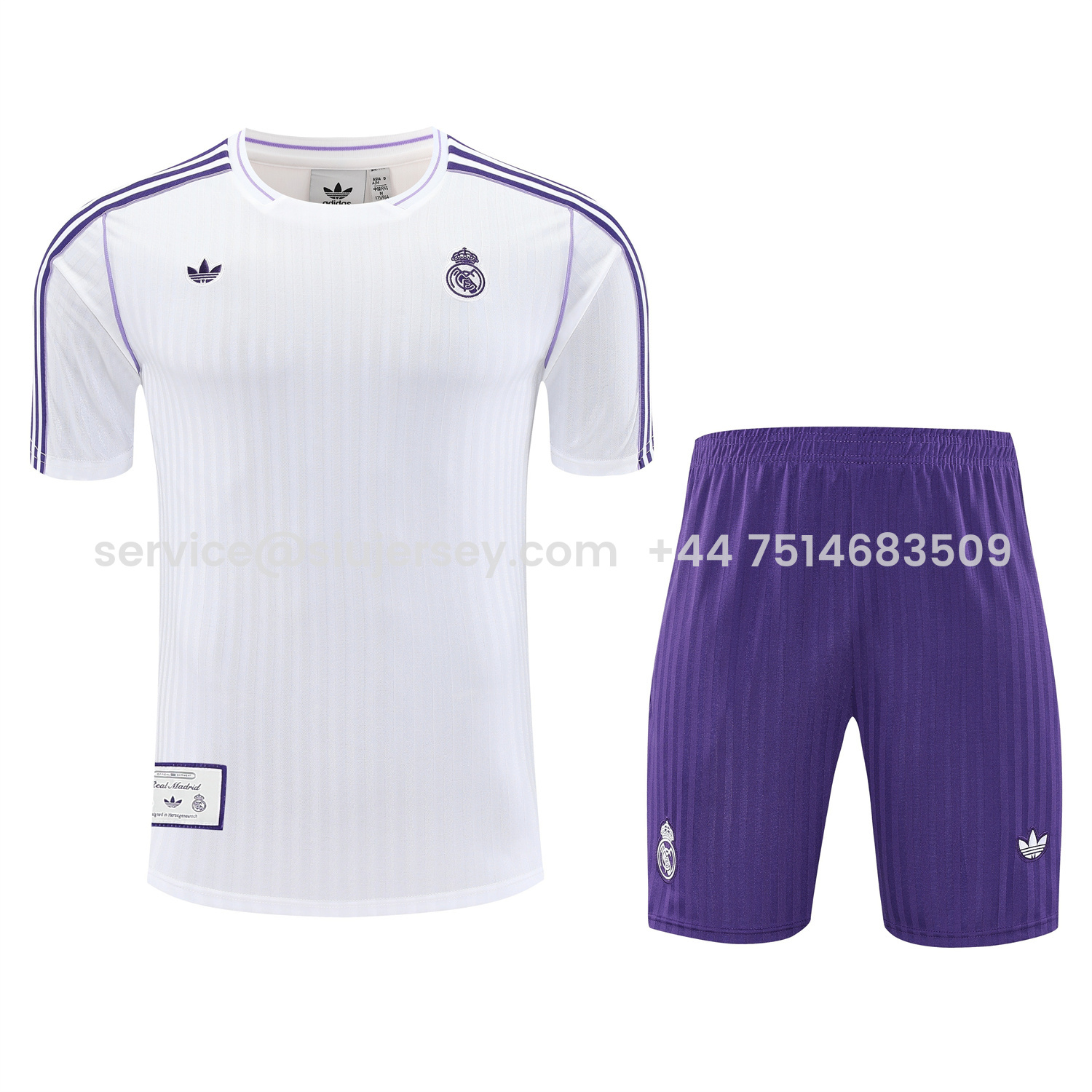 SIUjerseys-Real Madrid 25-26 Short-Sleeve Training Set - Purple And White Top & Purple Shorts