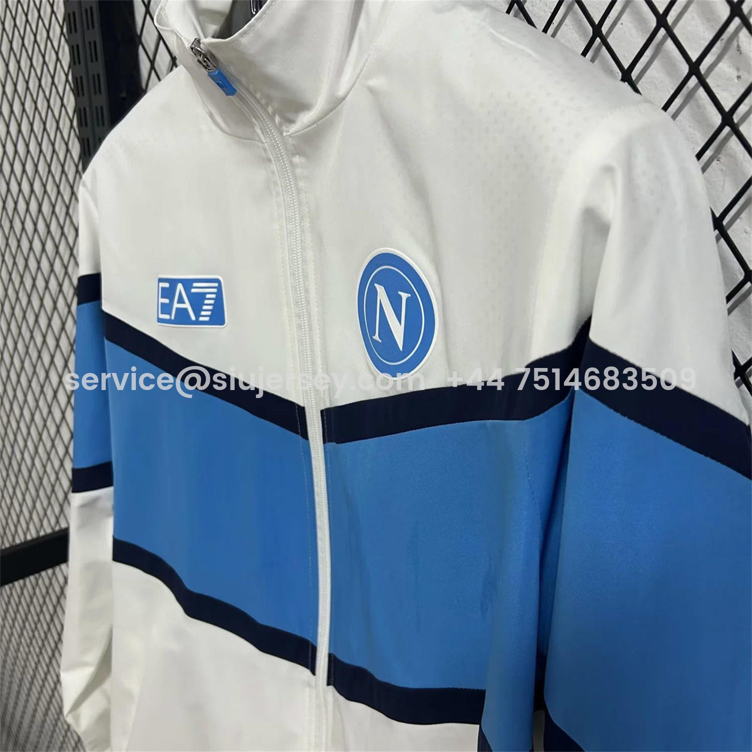 SIUjerseys-Napoli 25-26 Windbreaker Jacket - White And Blue