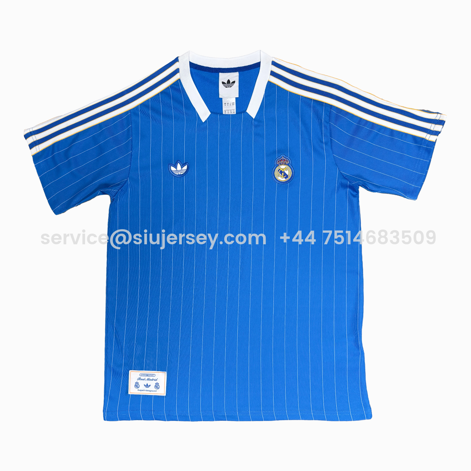 SIUjerseys-Real Madrid 25-26 Trefoil White Lines Blue Travel Jersey - Fans Version