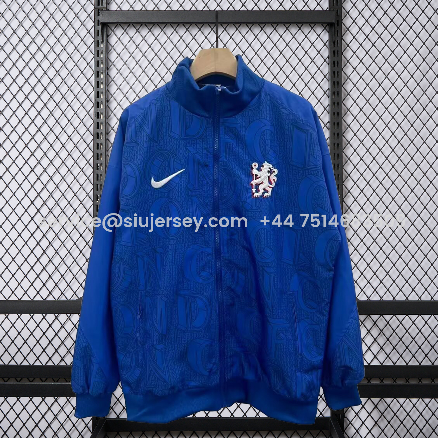 SIUjerseys-C.H.E.L.S.E.A 25-26 Subtle Letter Pattern Windbreaker Jacket - Blue