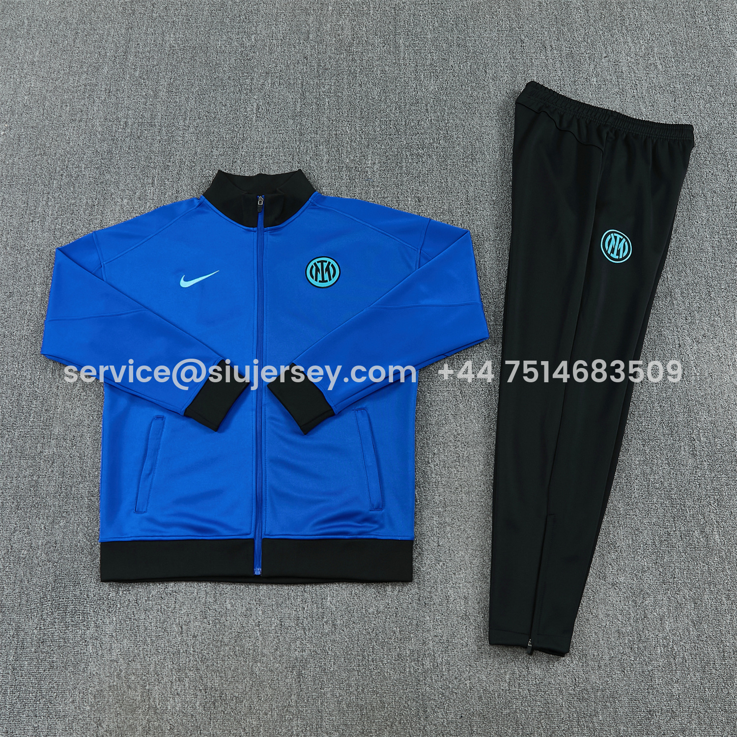 SIUjerseys-Inter Milan 25-26 Jacket Training Tracksuit - Ocean Blue Jackets & Black Pants