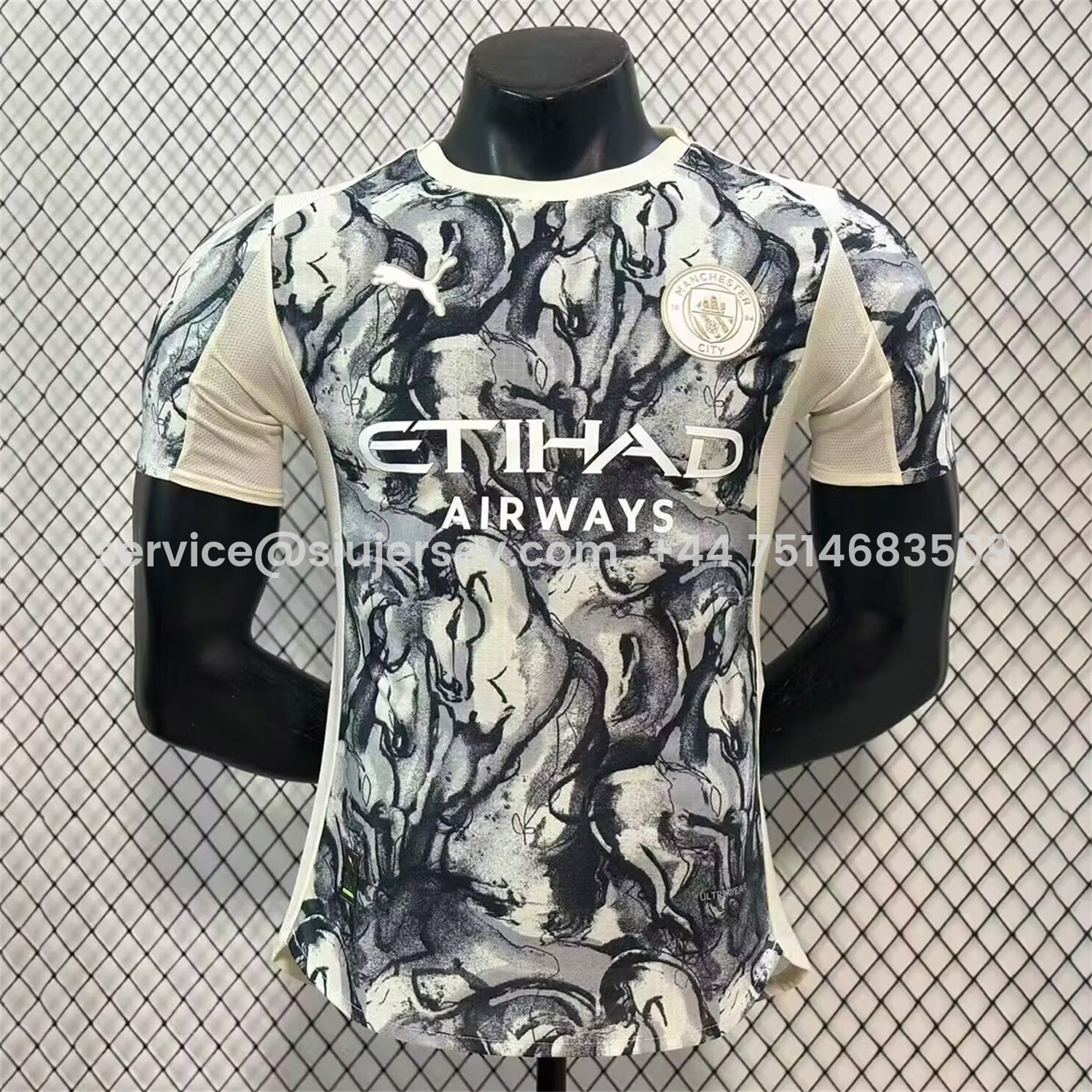 SIUjerseys-Manchester City 25-26 Year of the Horse Ink Painting Special Jersey - Player Version