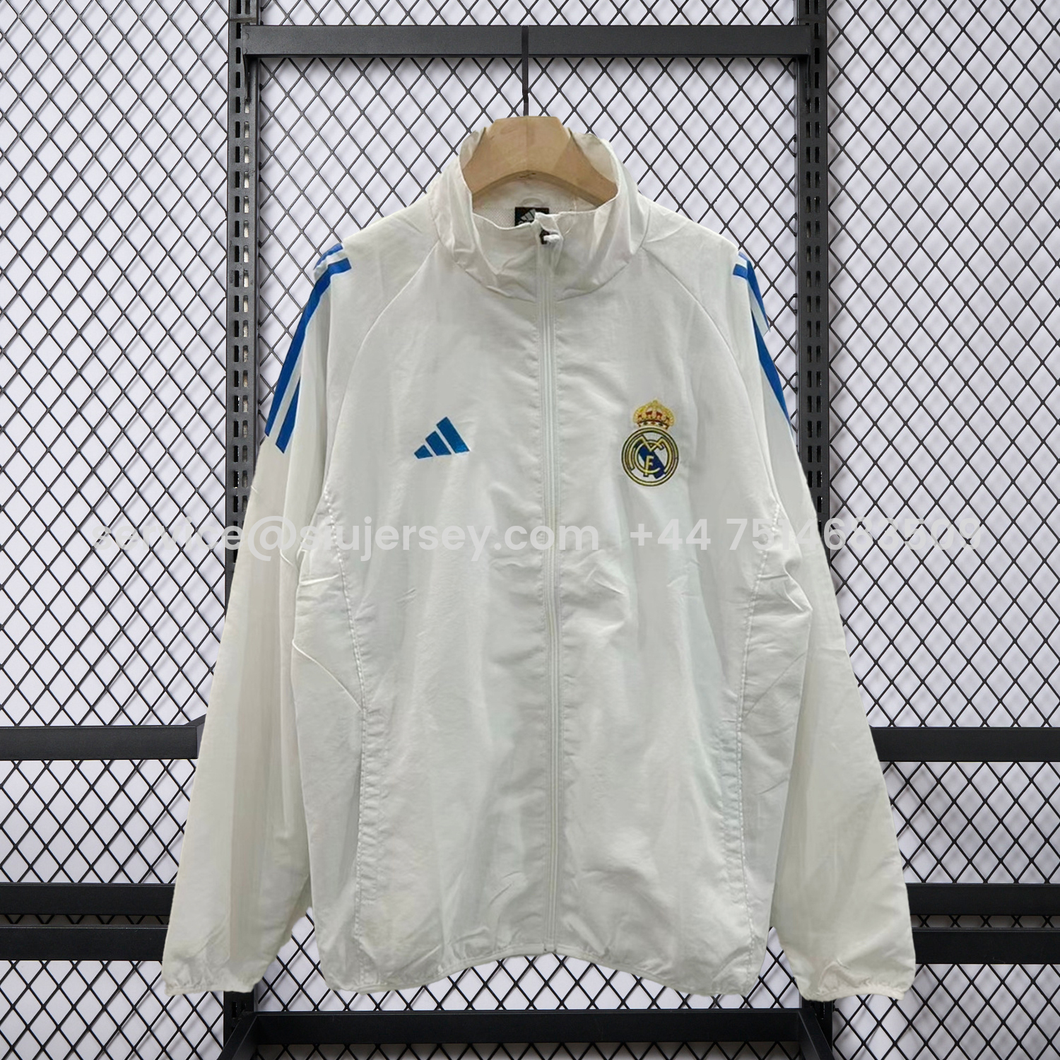 SIUjerseys-Real Madrid 25-26 White With Blue Special Windbreaker Jacket