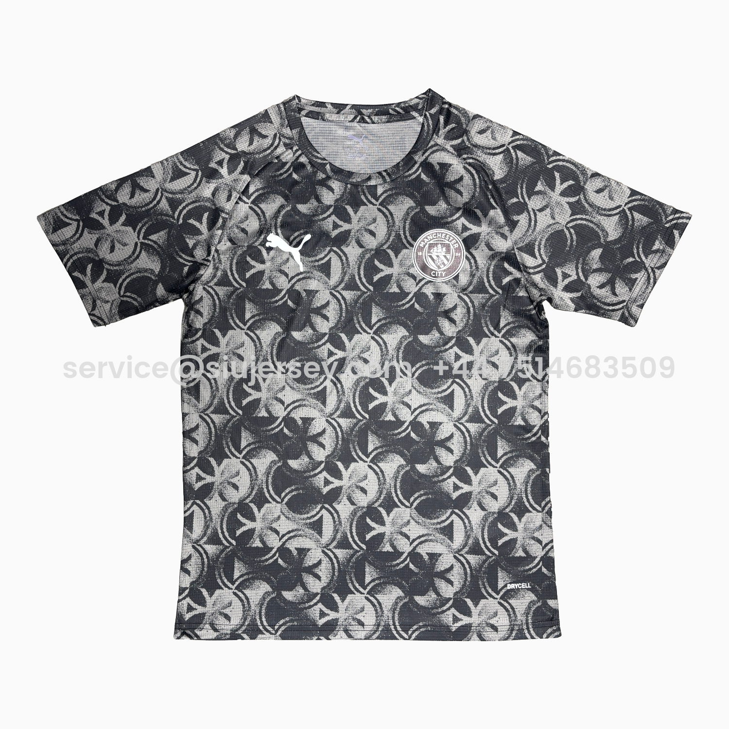 SIUjerseys-Manchester City 25-26 Grey And Black Pre-Match Jersey - Fans Version