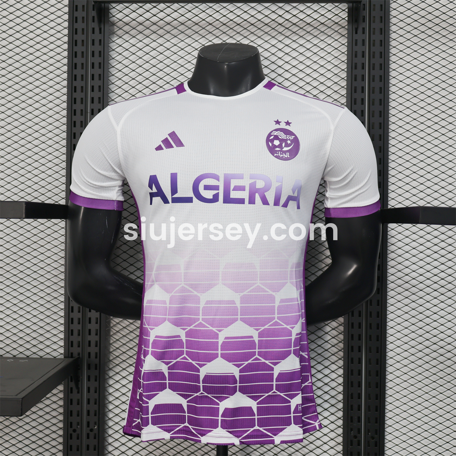 SIUjerseys-Algeria 25-26 White Purple Gradient with Hexagonal Pattern Jersey - Player Version