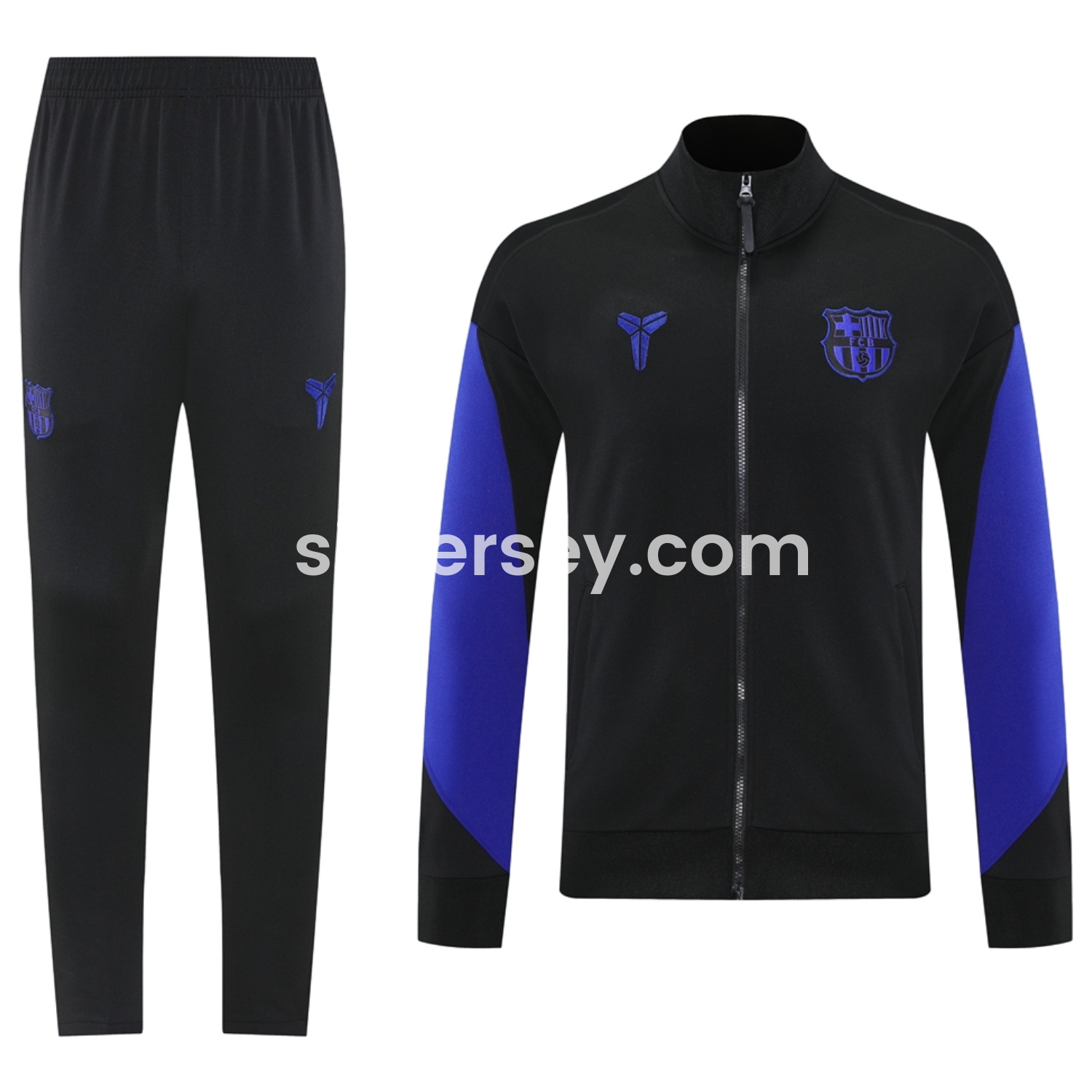 SIUjerseys-Barcelona 25-26 Jacket Training Tracksuit - Black top & Black Pants
