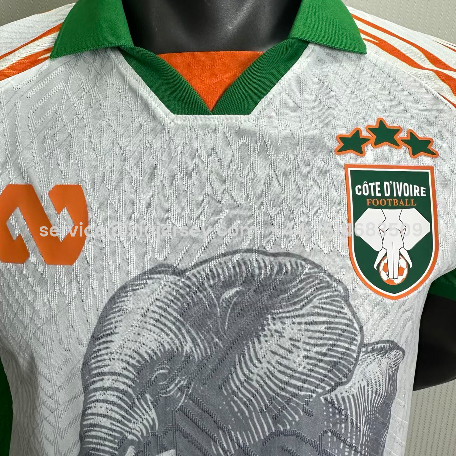 SIUjerseys-Ivory Coast 25-26 Elephant And Kid White Jersey - Player Version