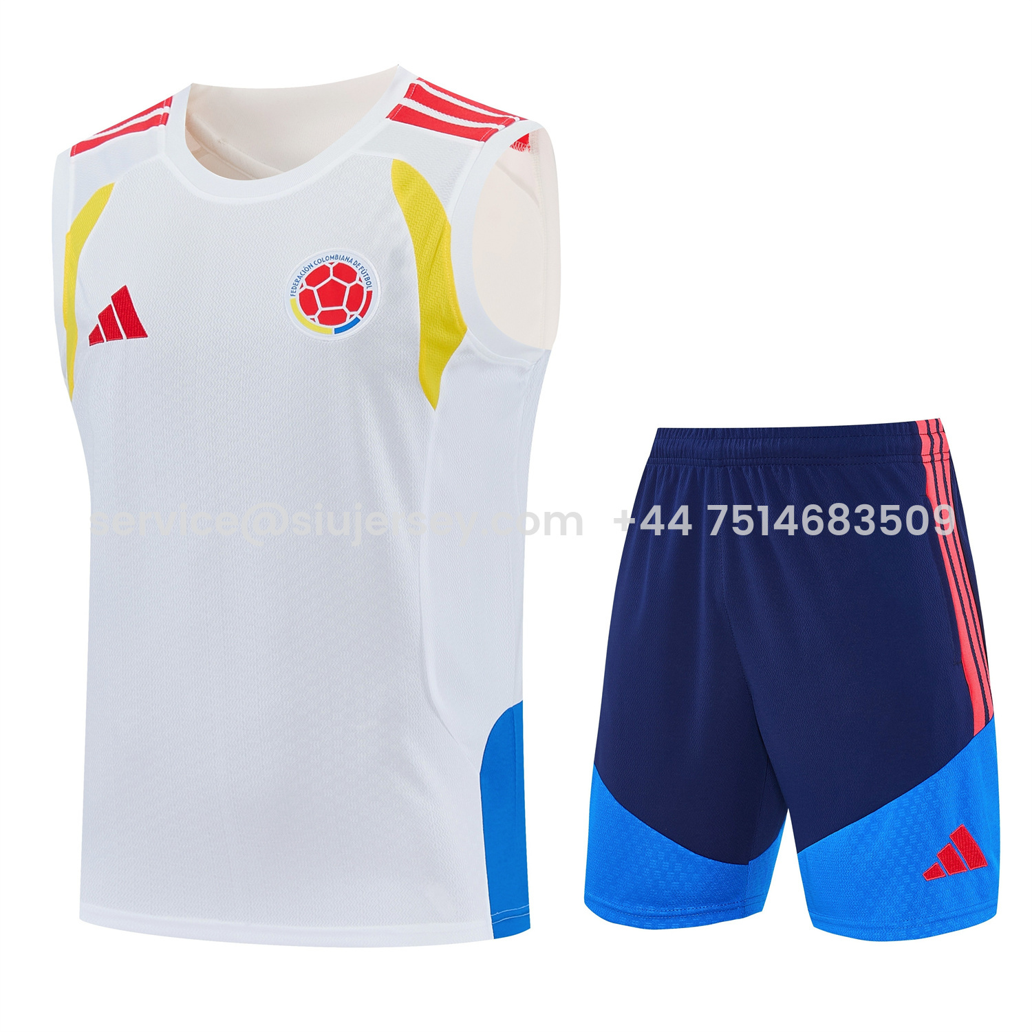 SIUjerseys-Colombia 2026 Vest Training Set - White Vest and Blue Shorts