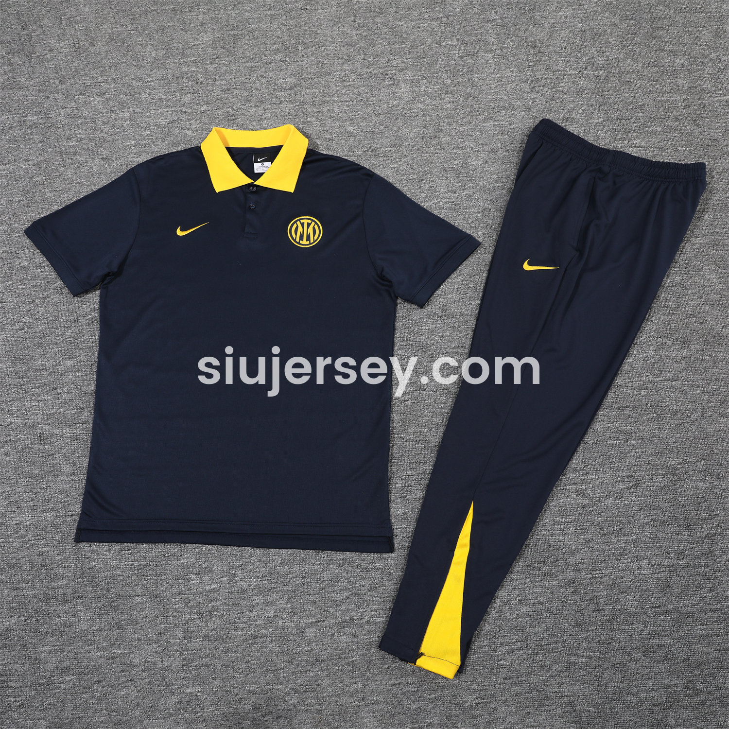 SIUjerseys-Inter Milan 25-26 POLO Short-Sleeve Training Set - Black Top and Pants
