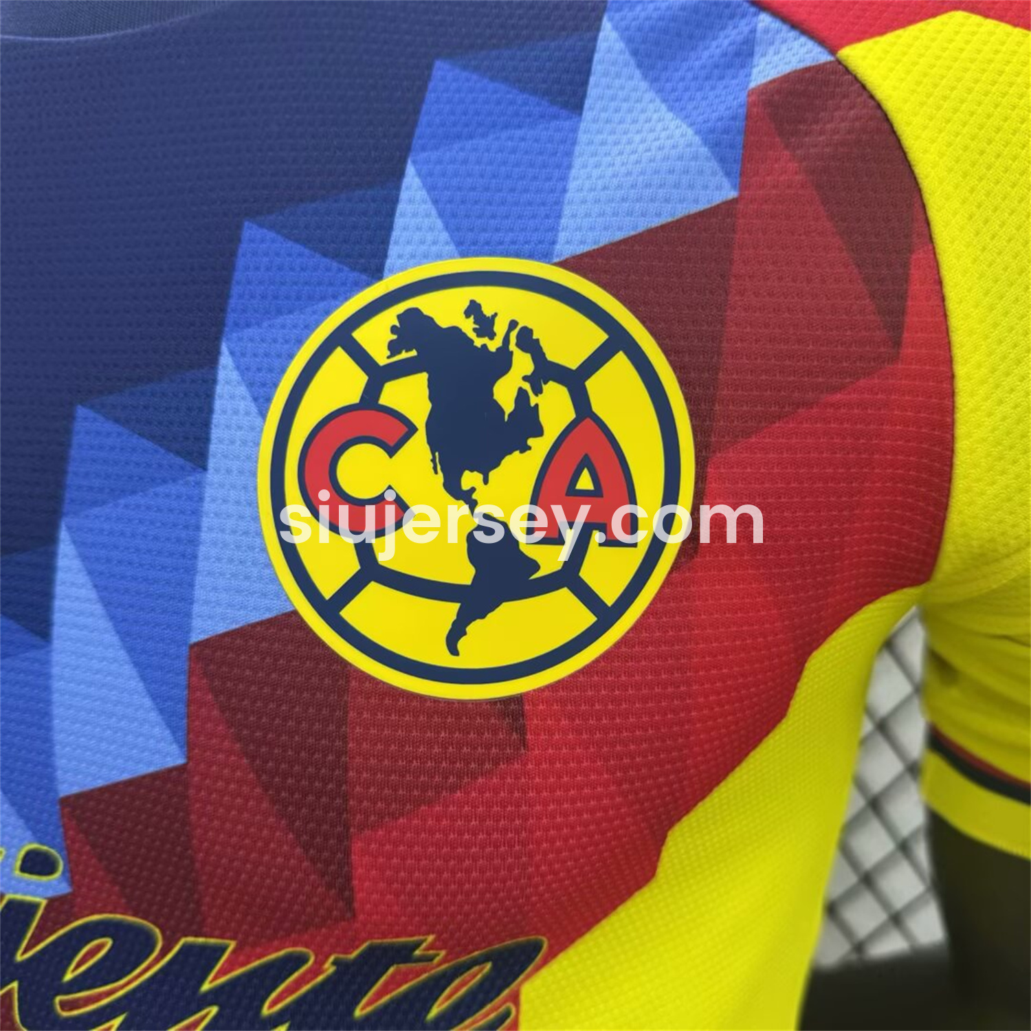 SIUjerseys-Club América 25-26 Blue and Red V-Shaped Camouflage Yellow Jersey - Player Version
