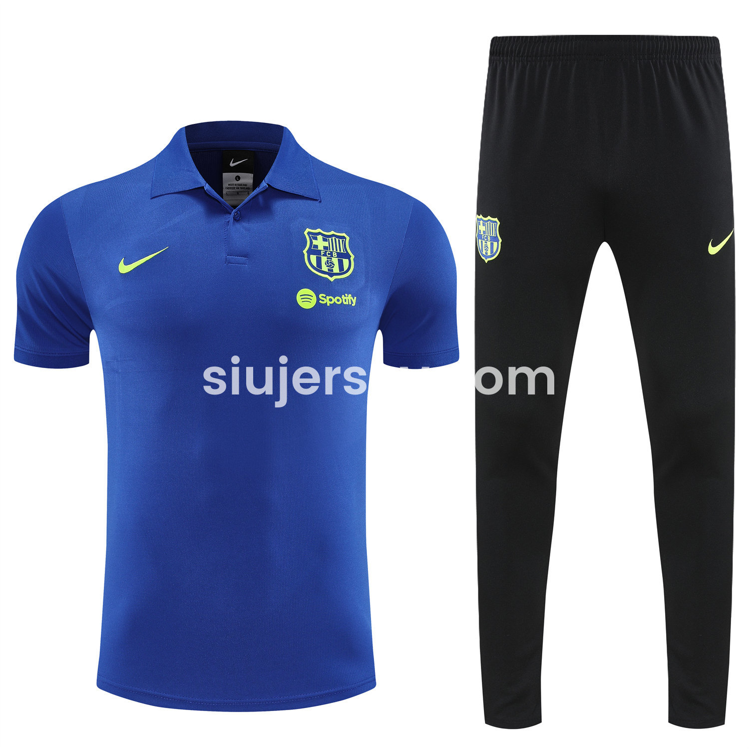 SIUjerseys-Barcelona 25-26 POLO Short-Sleeve Training Set - Blue Top and Black Pants