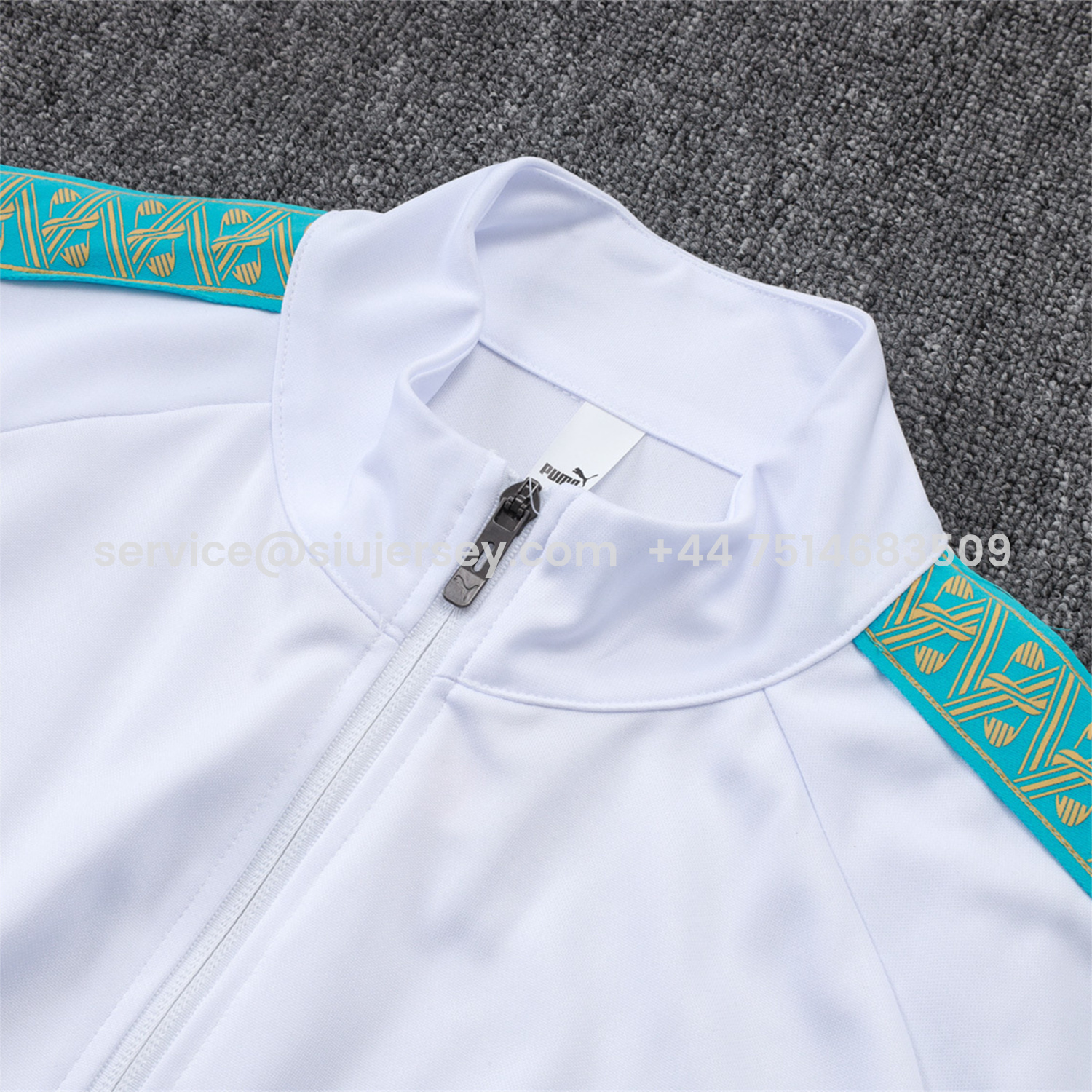 SIUjerseys-Marseille 25-26 Long Sleeve Training Set - White Top & Dark Blue Pants