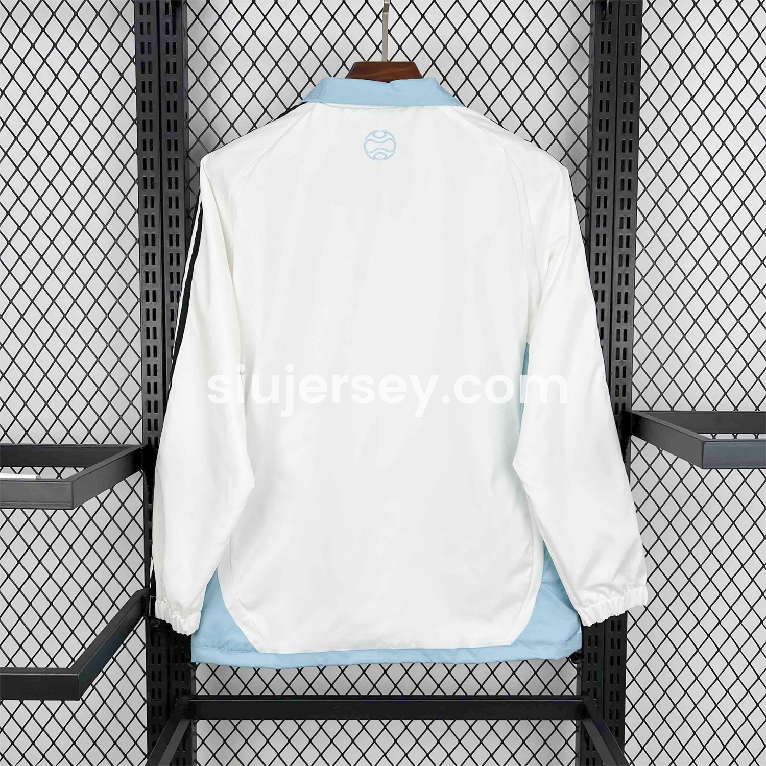 SIUjerseys-Argentina 25-26 Throwback Windbreaker Jacket - White with Blue Lines